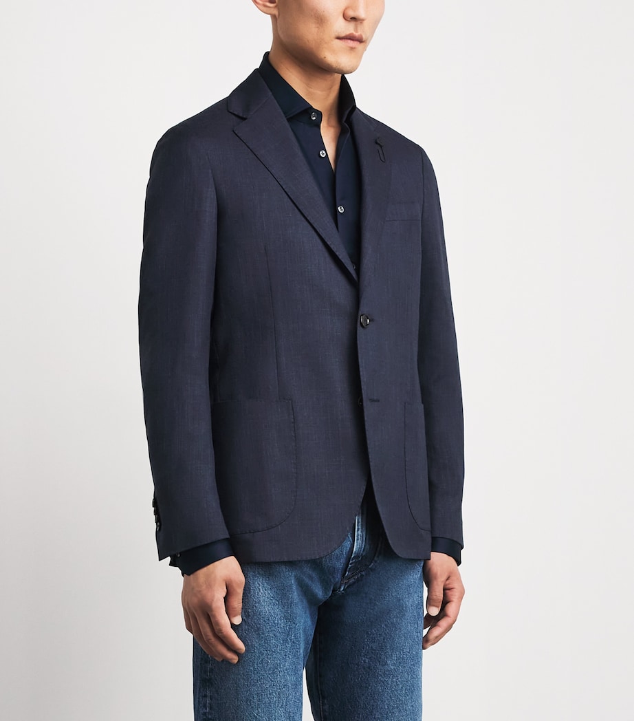 Lardini Mens Virgin Wool-Blend Blazer Navy Image 4