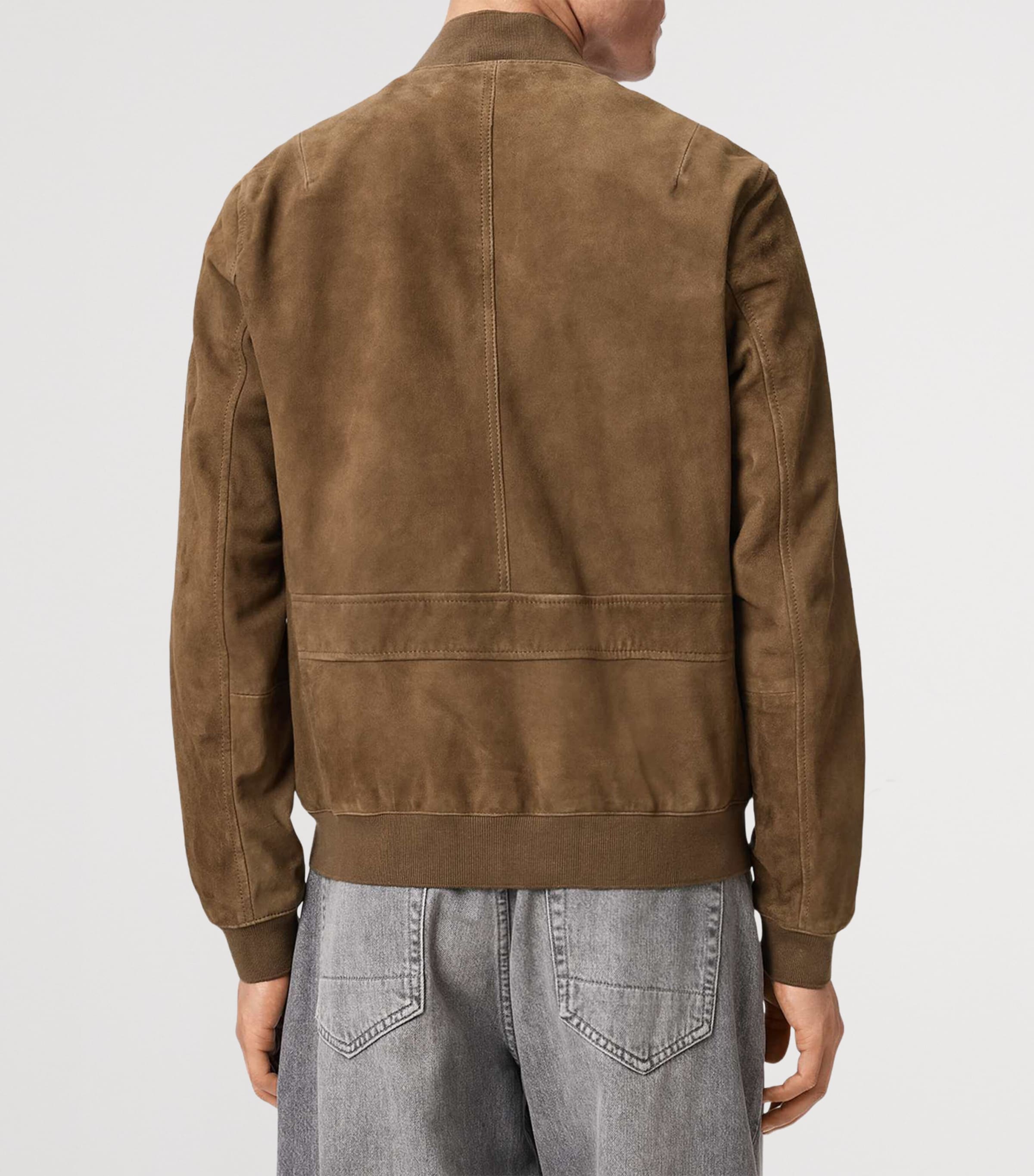 AllSaints Mens Suede Morten Bomber Jacket Karoo Brown Image 4