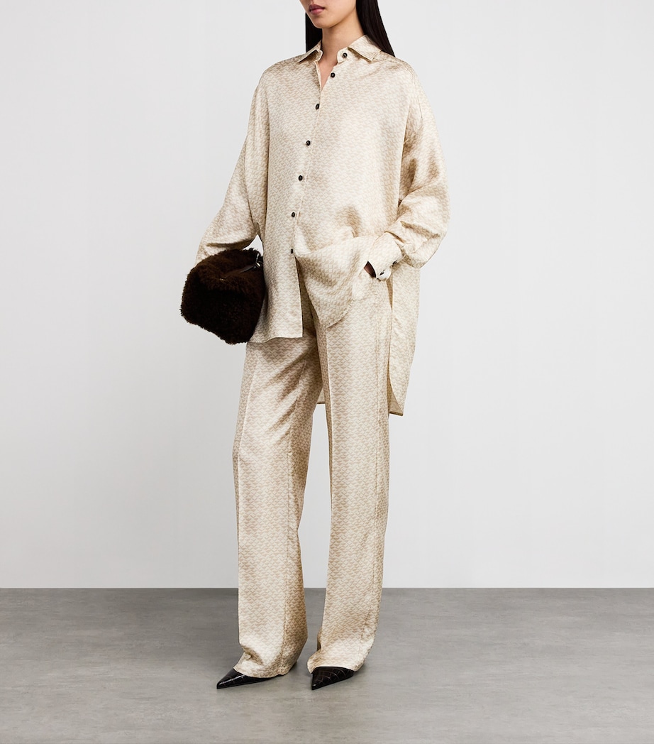 Silk Printed Oversized Shirt CREAM WHITE/BEIGE Image 2