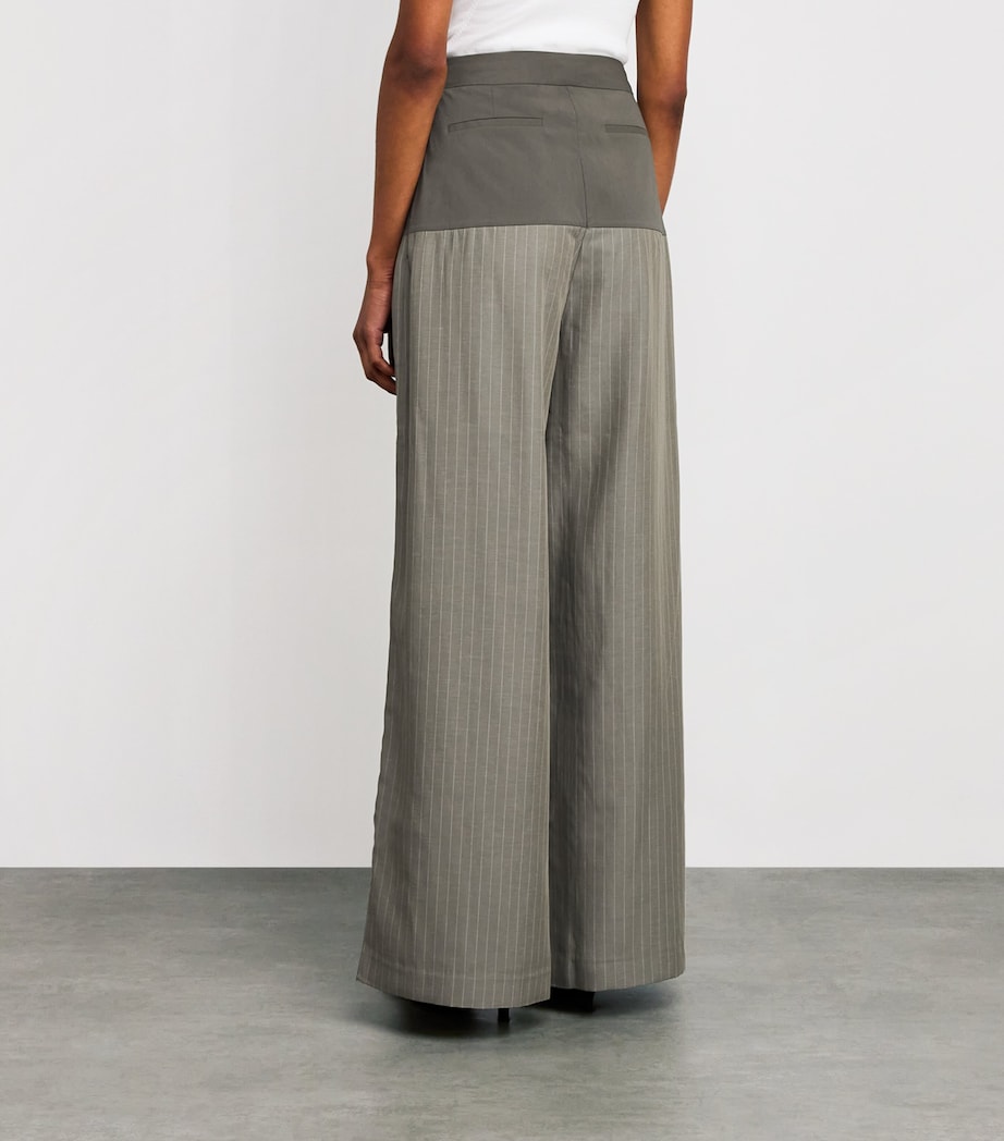Pinstripe Wide-Leg Trousers KHAKI PINSTRIPE Image 4