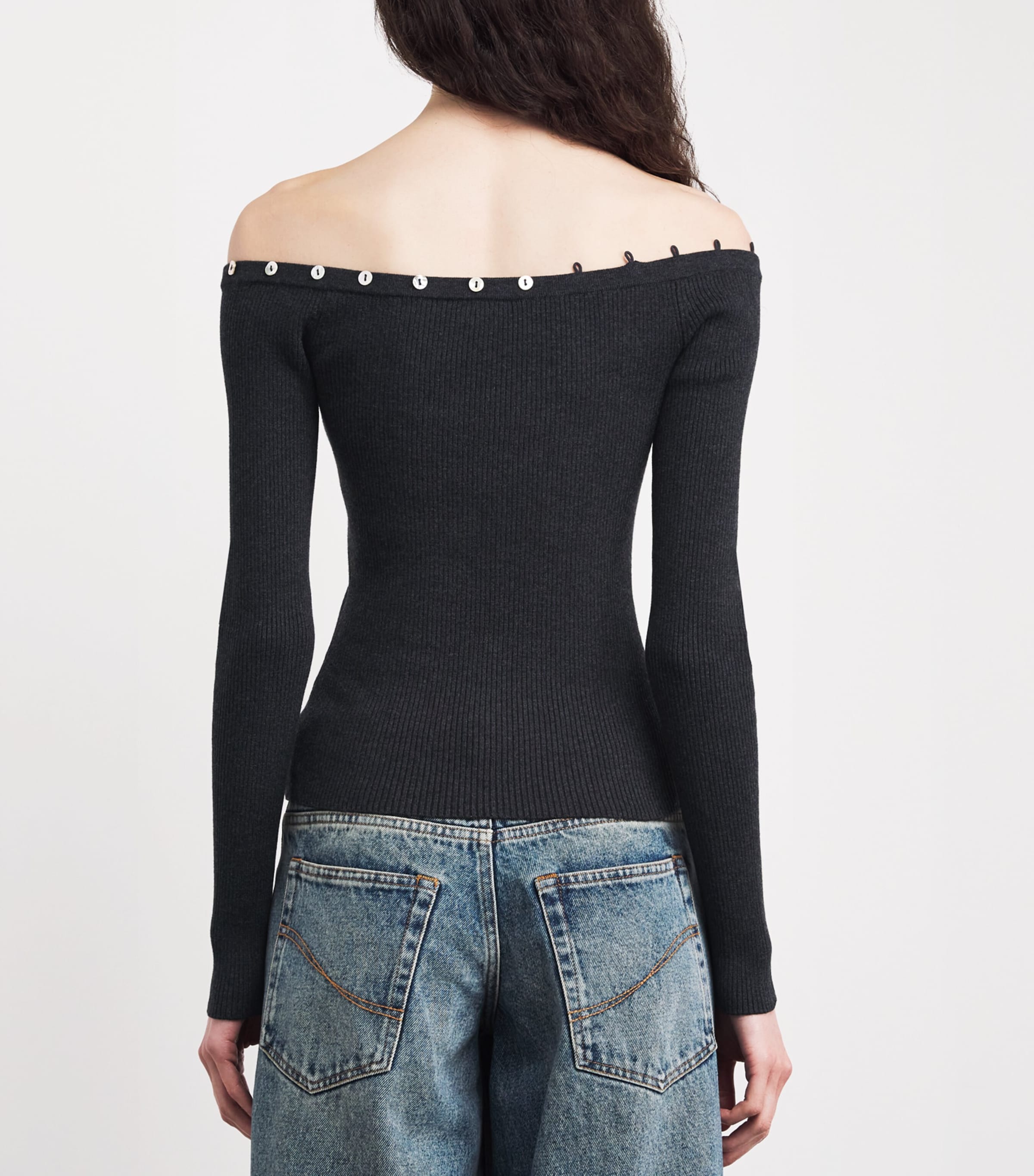 Wool-Blend Off-The-Shoulder Keaton Cardigan NOCTURNE Image 4