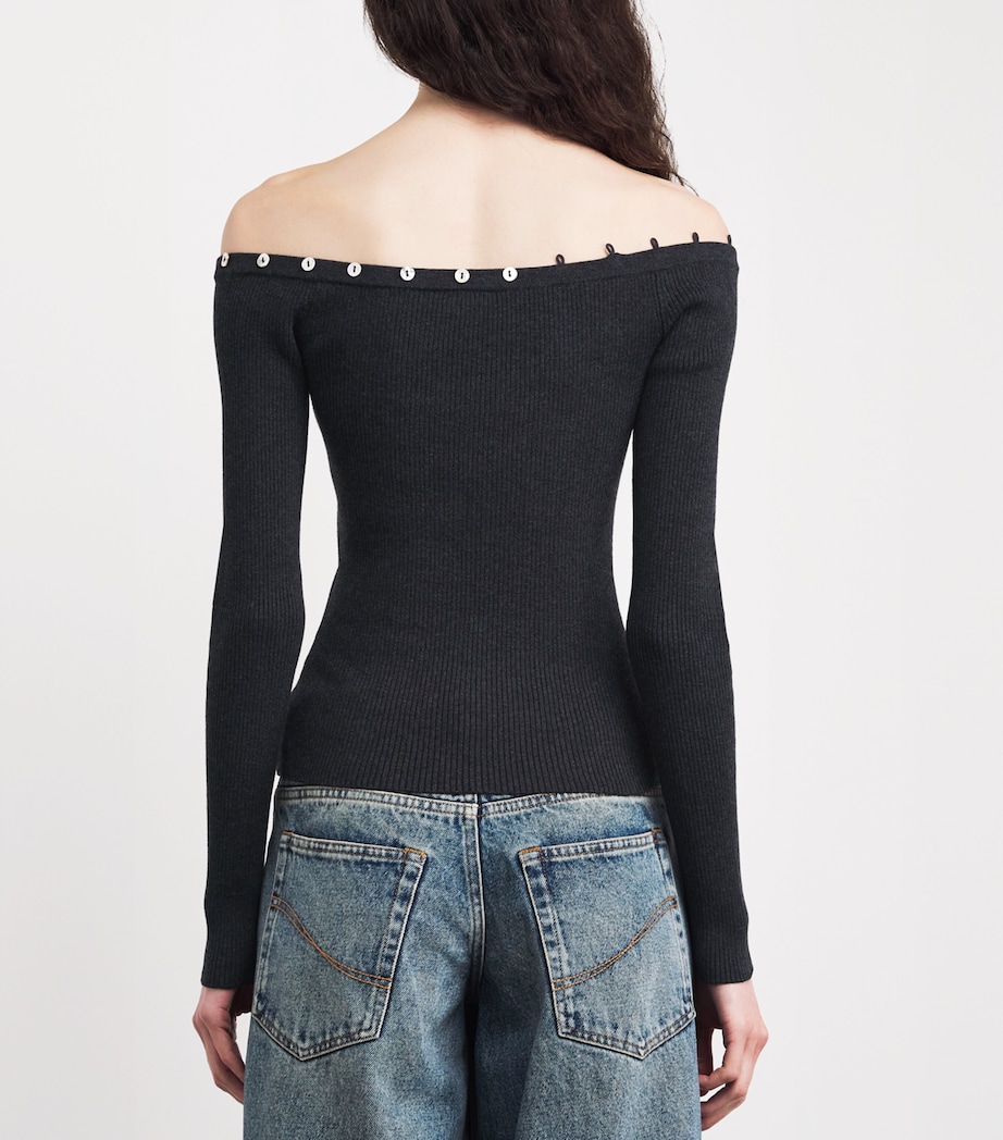 Wool-Blend Off-The-Shoulder Keaton Cardigan NOCTURNE Image 4