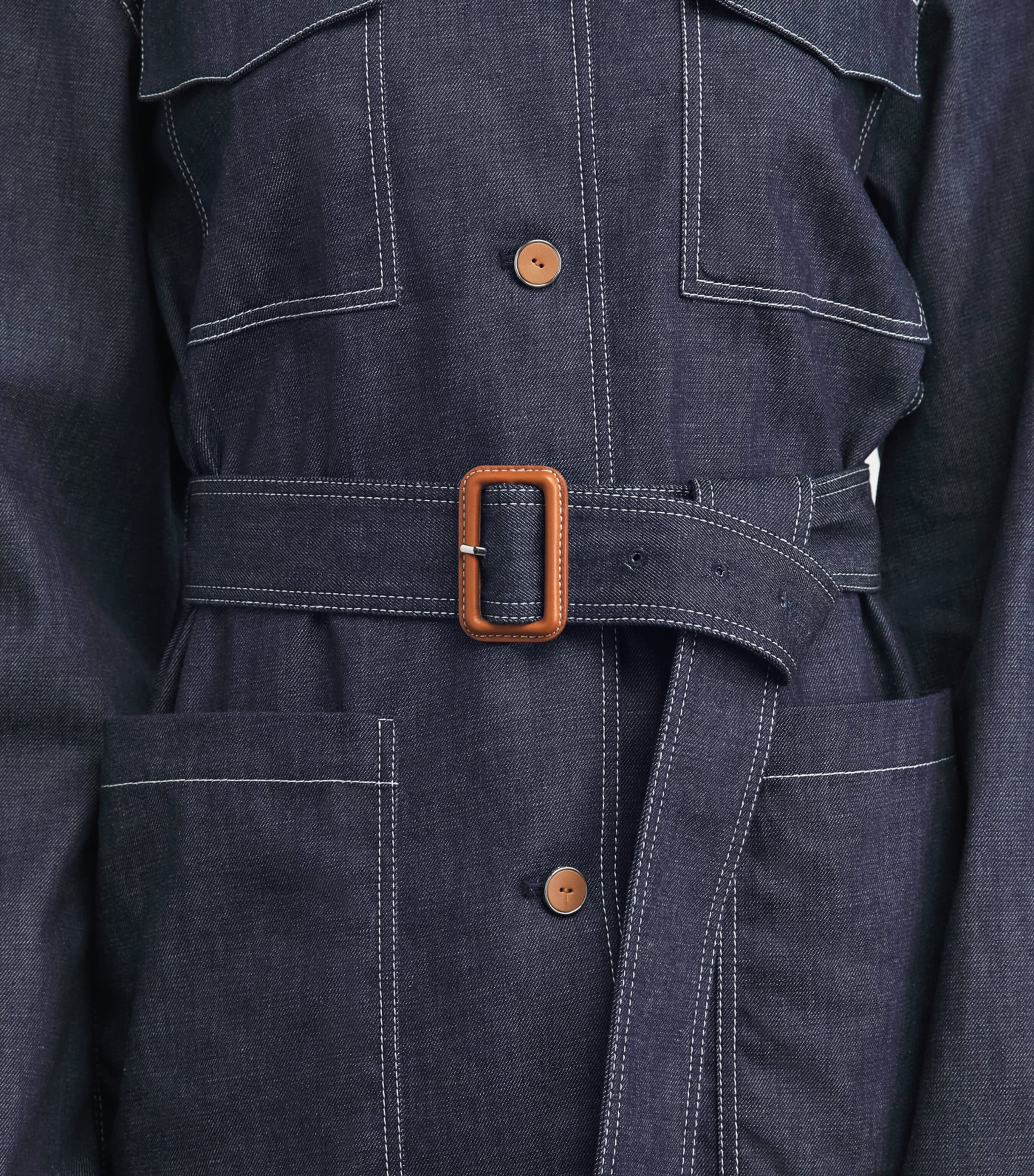 Lafayette 148 Womens Chambray Belted Jacket Shind Shipyard Indg Image 3