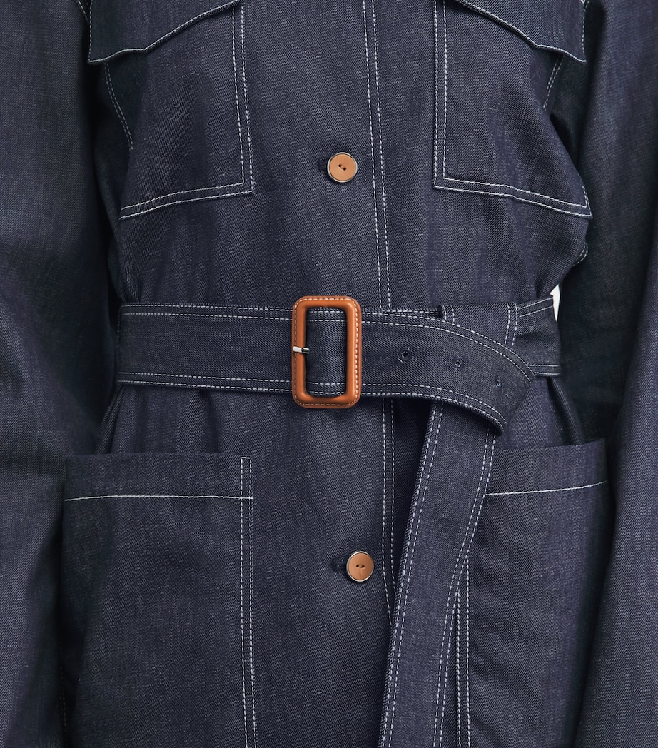 Lafayette 148 Womens Chambray Belted Jacket Shind Shipyard Indg Image 3