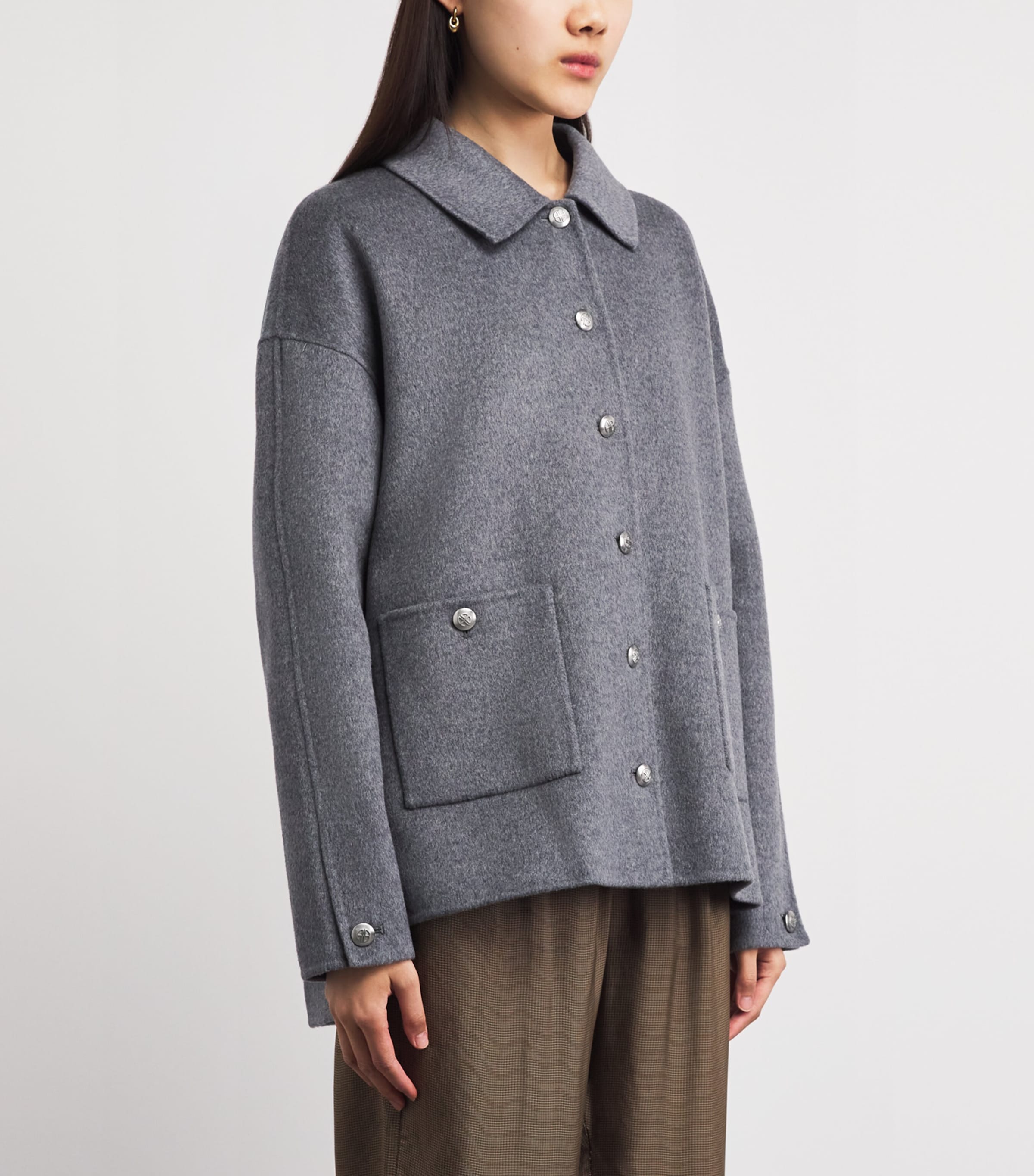 ANINE BING Womens Wool-Cashmere Luca Jacket Grey Melange Image 4
