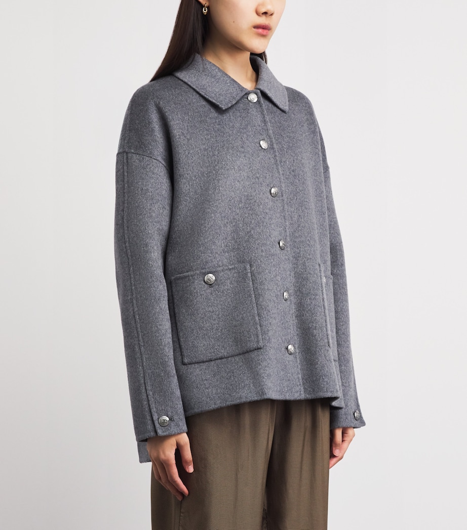 ANINE BING Womens Wool-Cashmere Luca Jacket Grey Melange Image 4