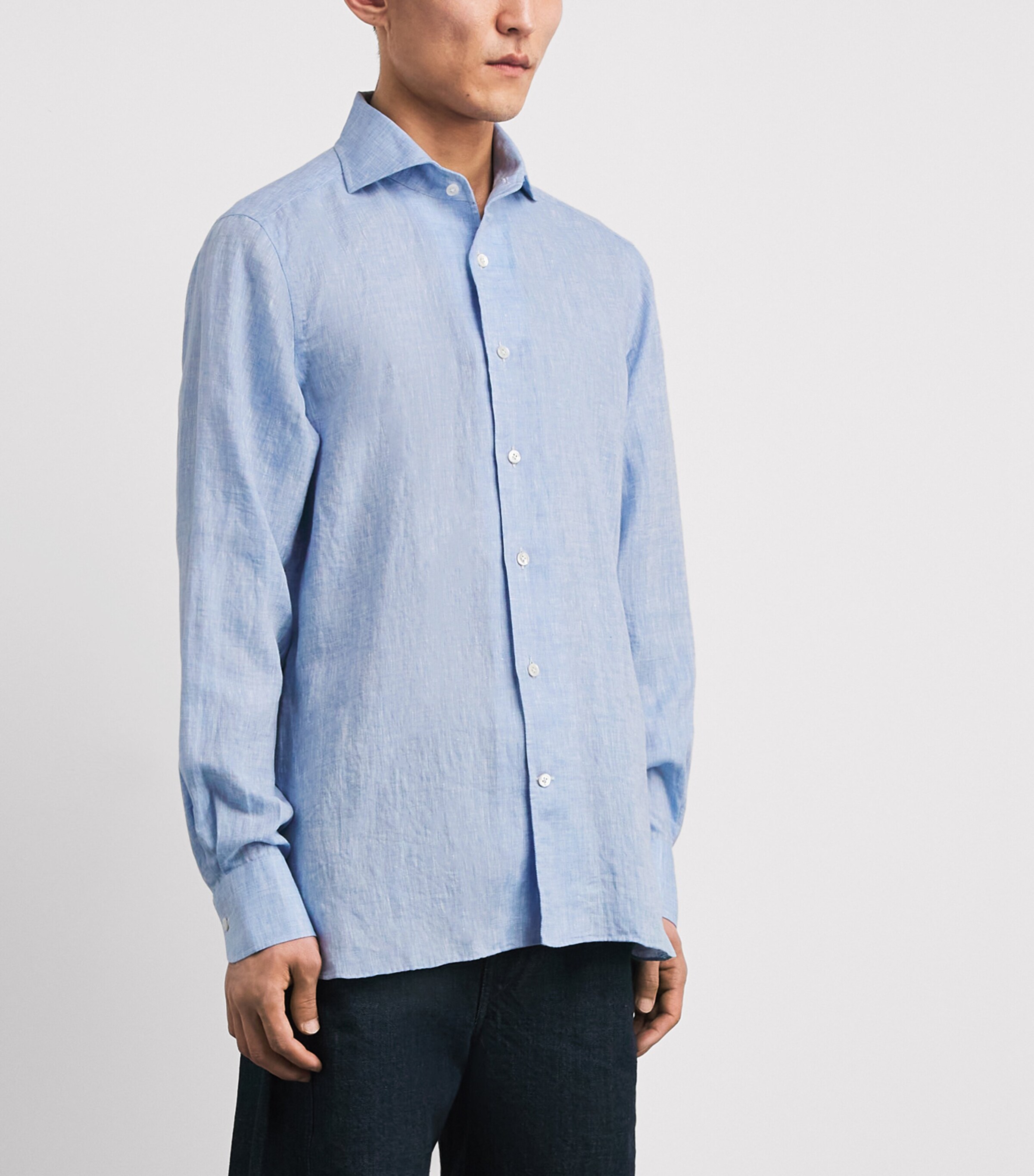 100HANDS Mens Linen Shirt Light Blue Image 4