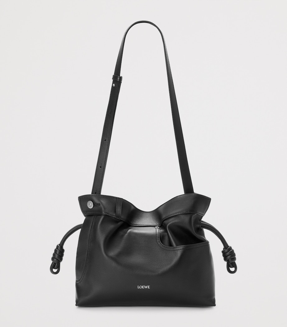 Leather Jean-Detail Flamenco Clutch Bag BLACK Image 5