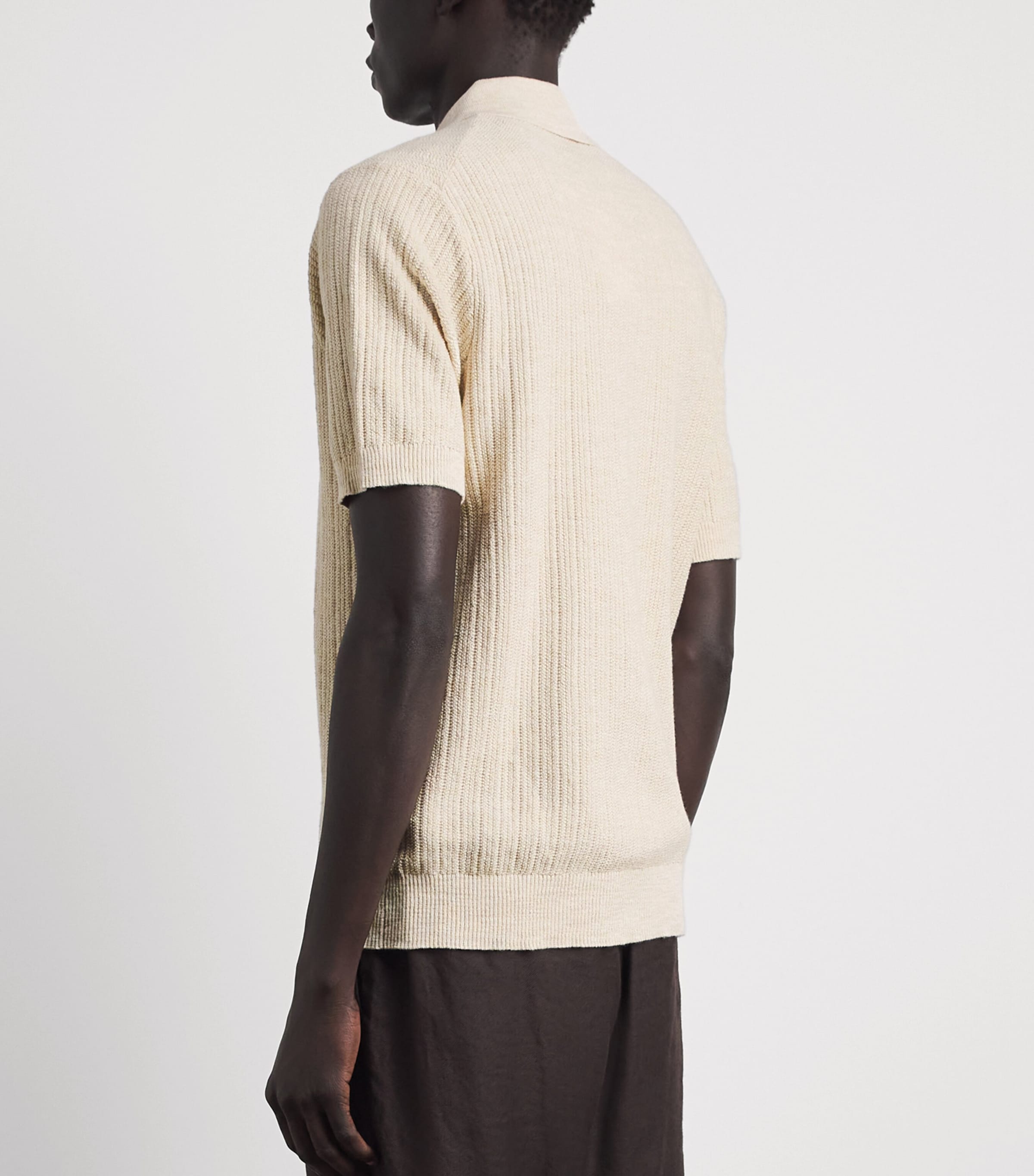 NN.07 Mens Organic Cotton Knit Polo Shirt Ivory Mouline Image 5