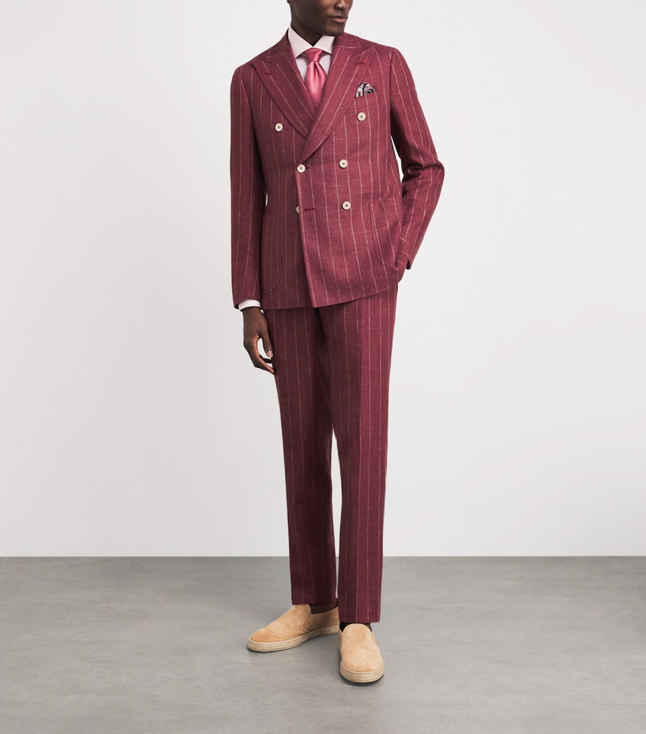 Isaia Mens Linen-Wool Double-Breasted 2-Piece Suit Image 2