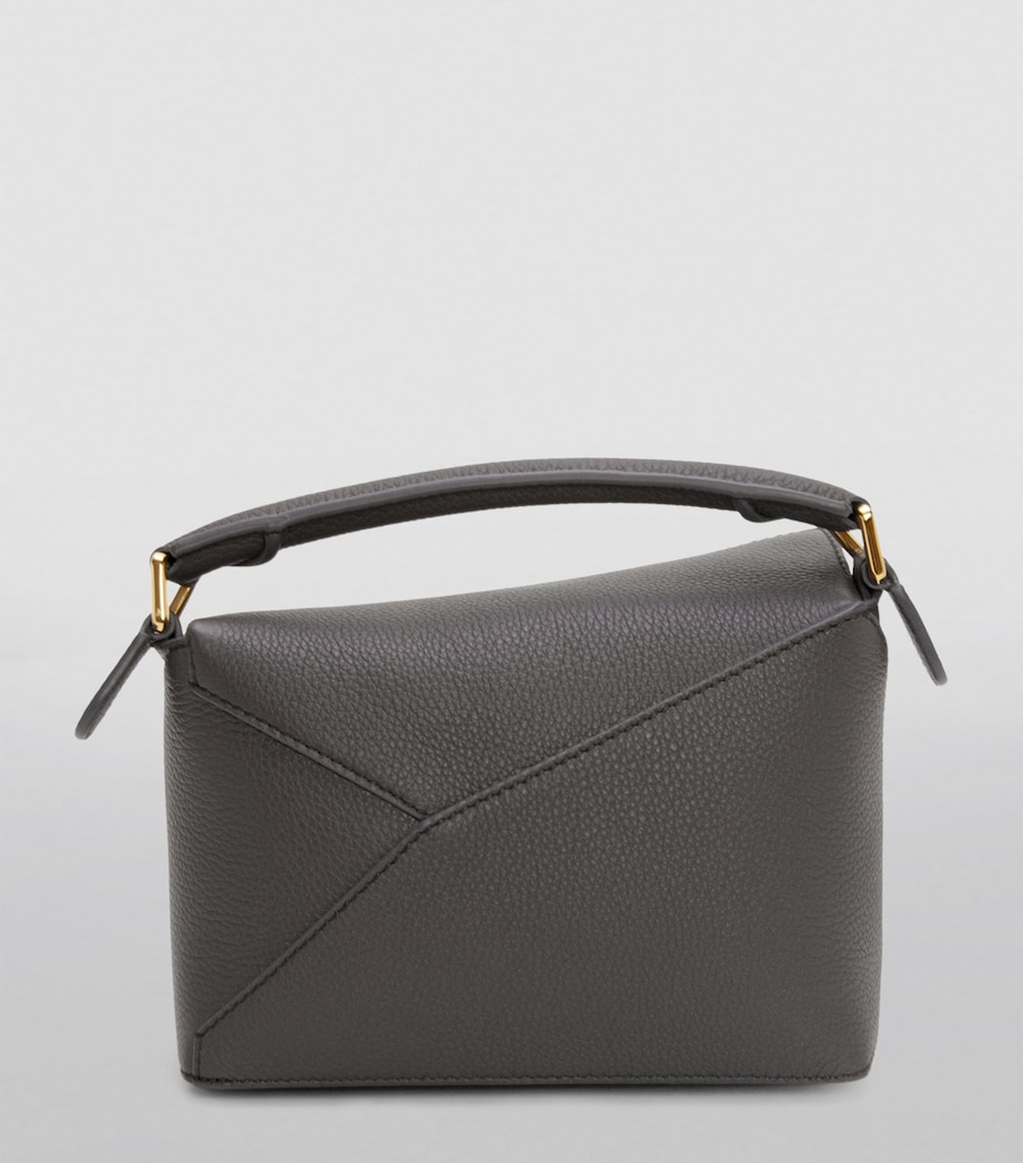 Mini Leather Puzzle Edge Top-Handle Bag DARK GREY Image 4