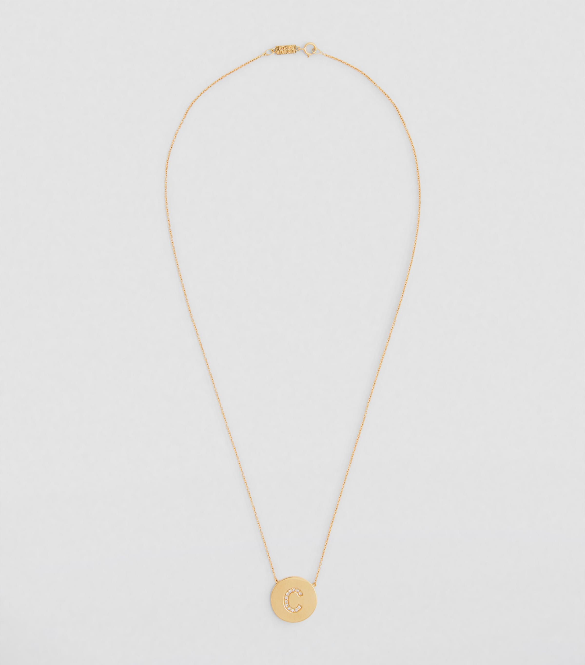 Jennifer Meyer Yellow Gold and Diamond Letter Disc C Necklace Yellow Gold Image 2