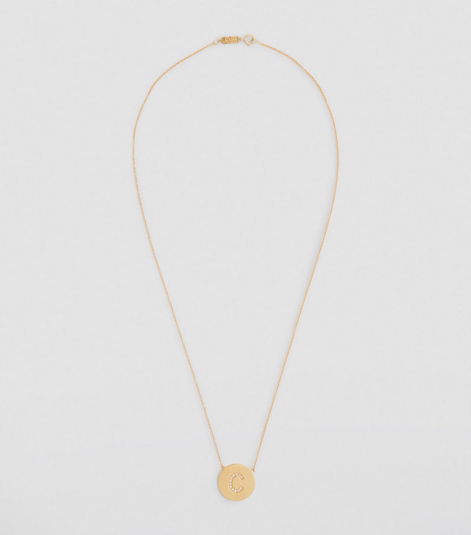 Jennifer Meyer Yellow Gold and Diamond Letter Disc C Necklace Yellow Gold Image 2