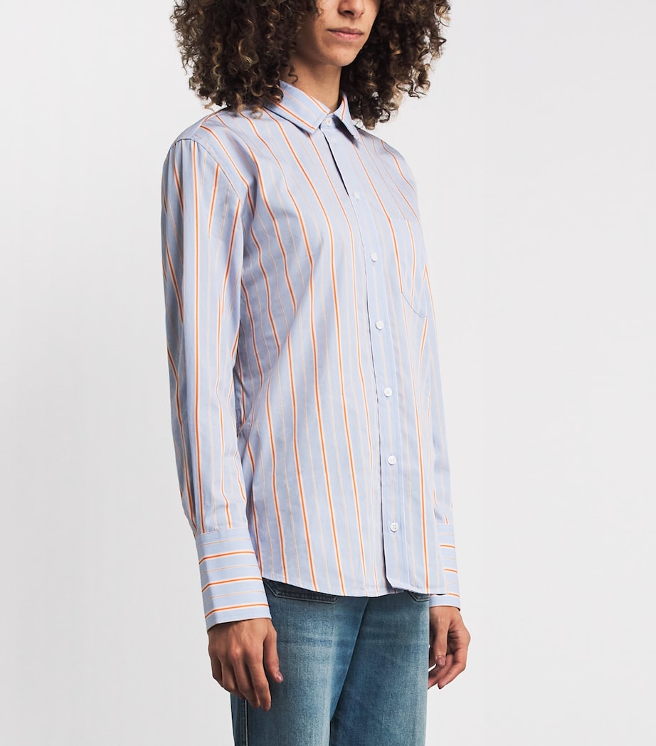 Tab-Detail Stripe Shirt 9472 DELPHINIUM/ORNG Image 3