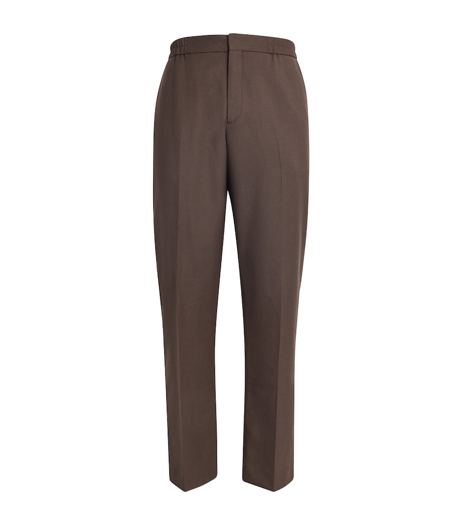 Wool Elasticated Straight Trousers BROWN-67 Image 1