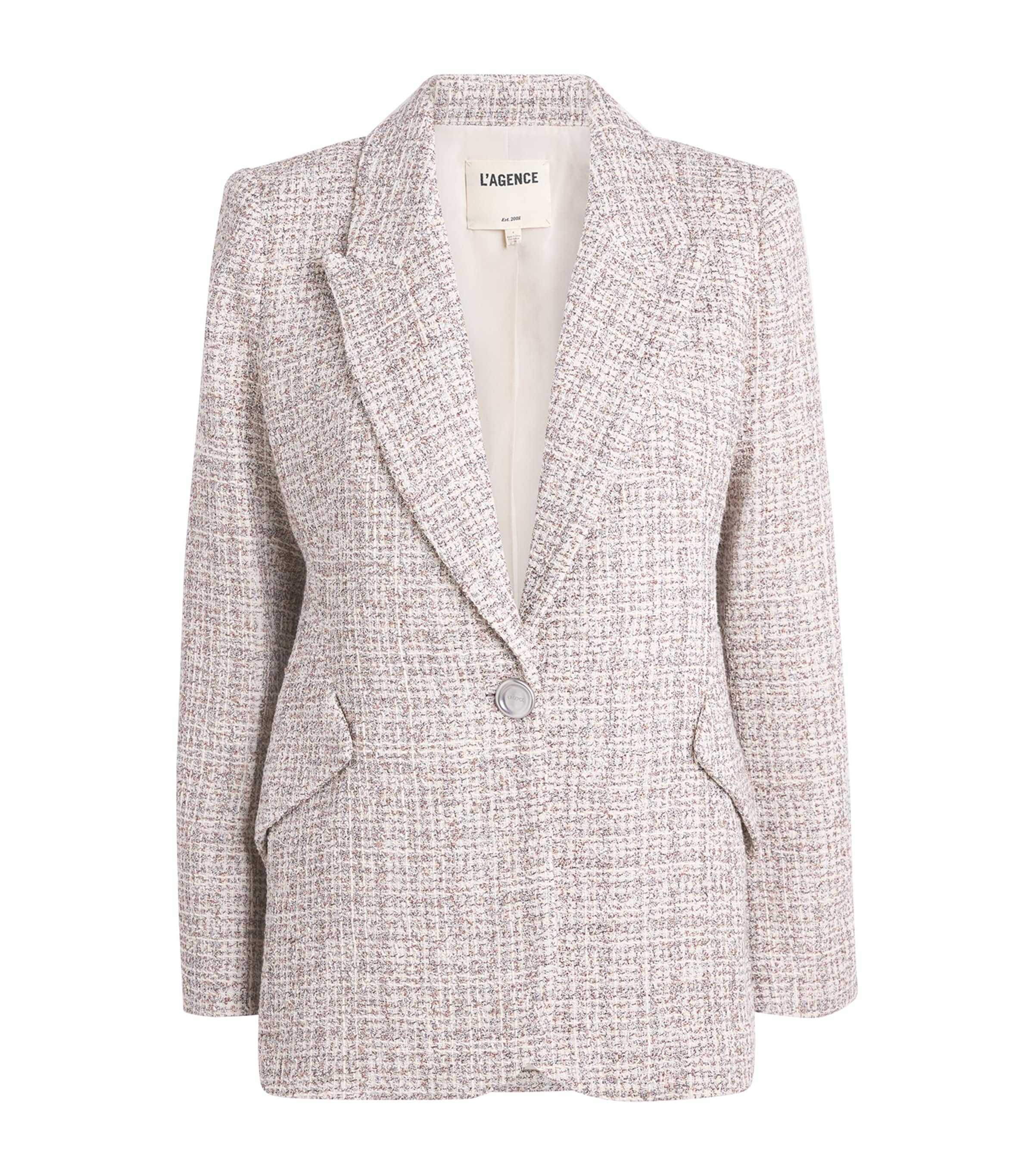L'Agence Womens Tweed Chamberlain Blazer Dusty Blu Mlti Tweed Image 1