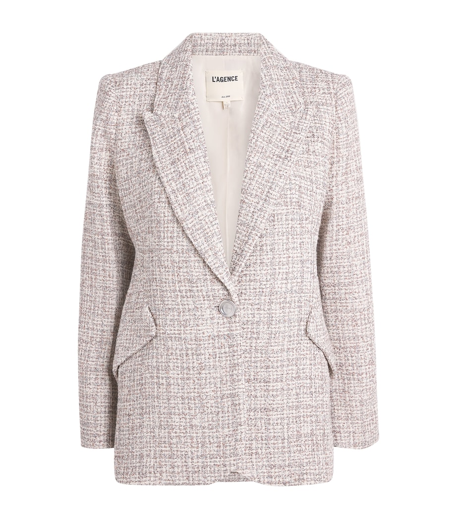 L'Agence Womens Tweed Chamberlain Blazer Dusty Blu Mlti Tweed Image 1