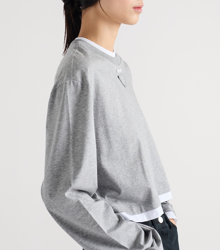 Cotton Jersey Layered-Effect T-Shirt F0684 Image 4