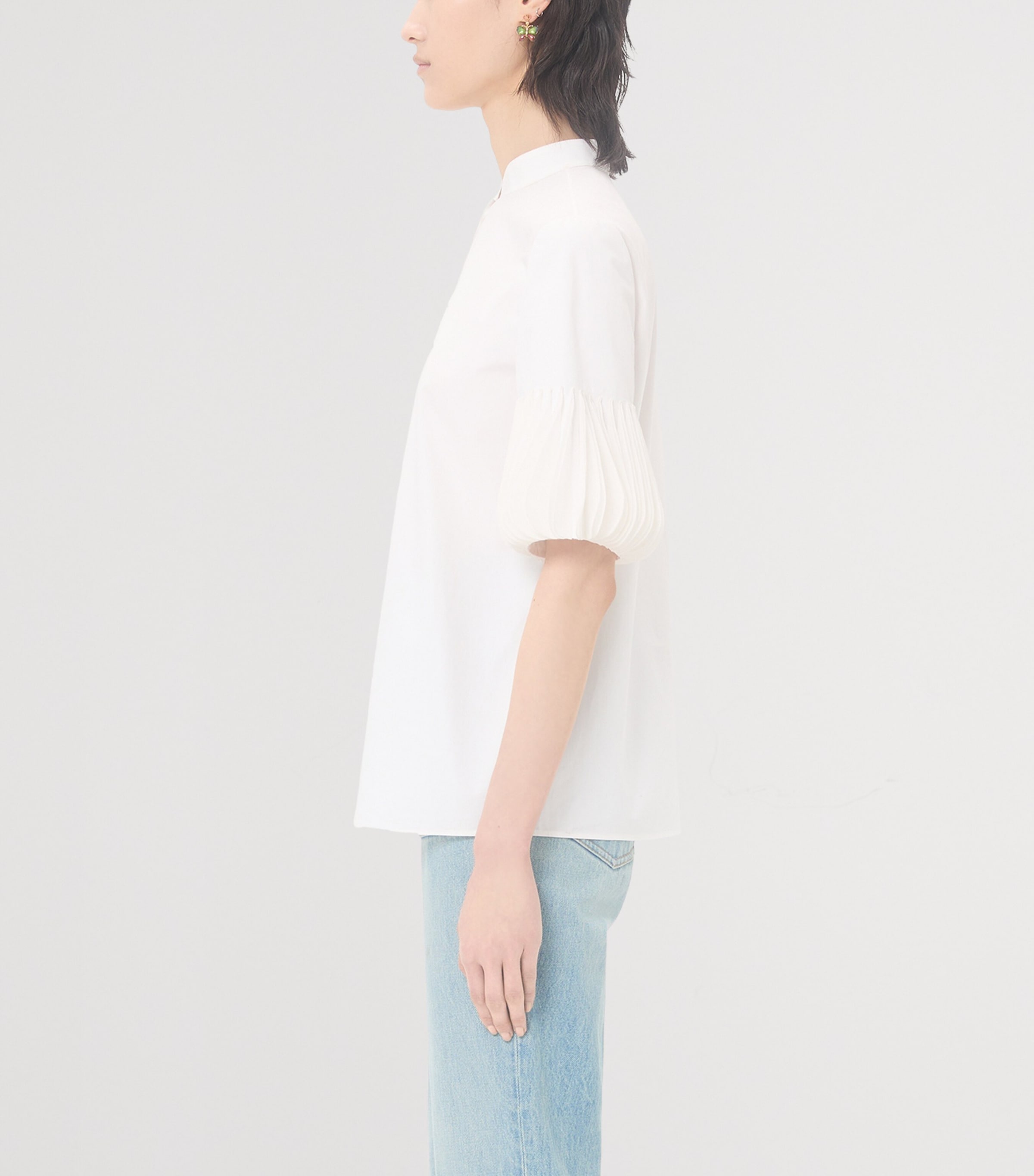 Valentino Womens Cotton Organza-Cuff Shirt Image 3