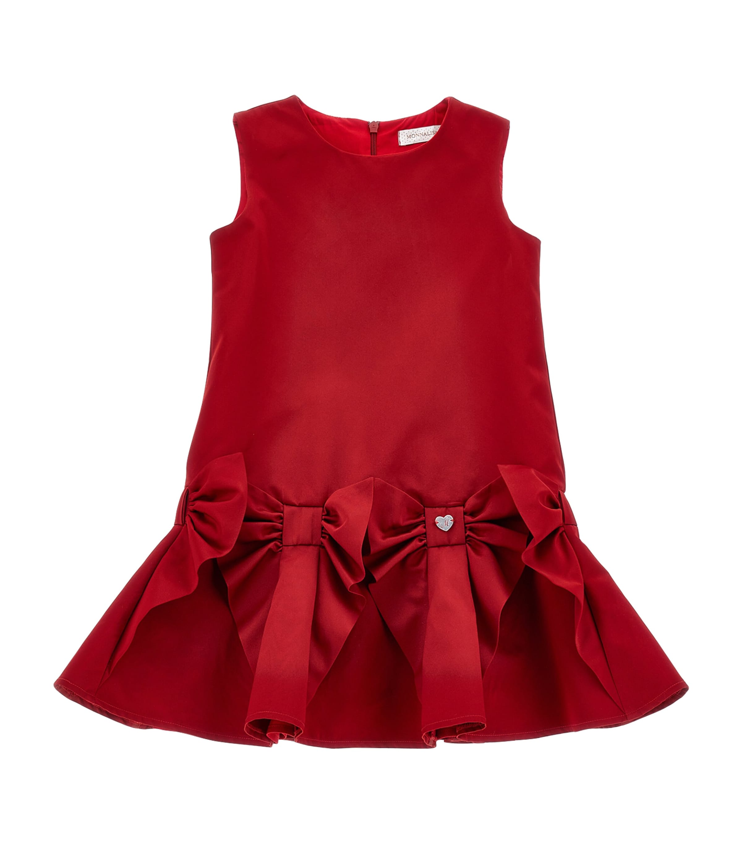 Shop Monnalisa Sleeveless Bow Dress In Red