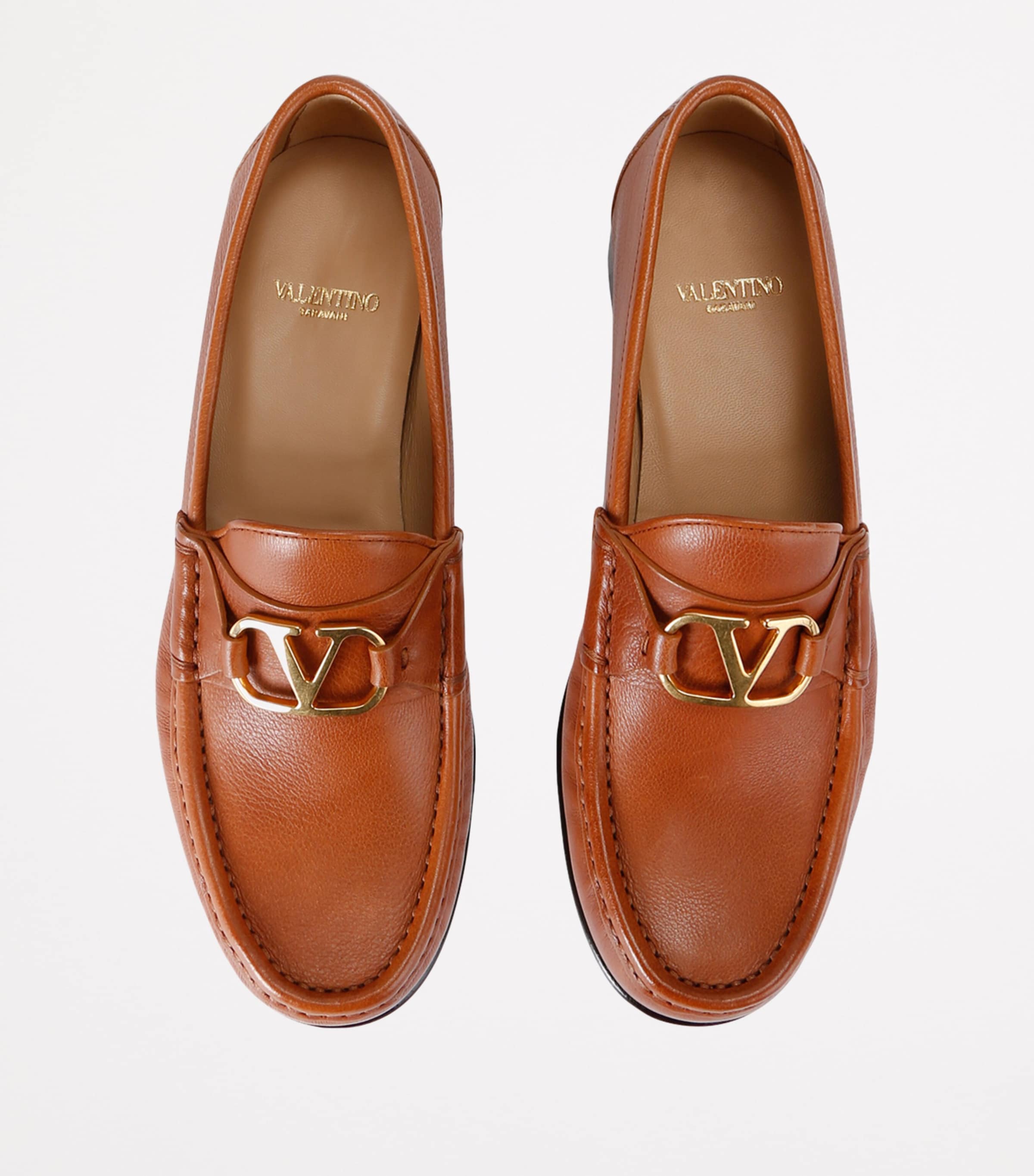 Leather VLogo Loafers MID BROWN Image 4