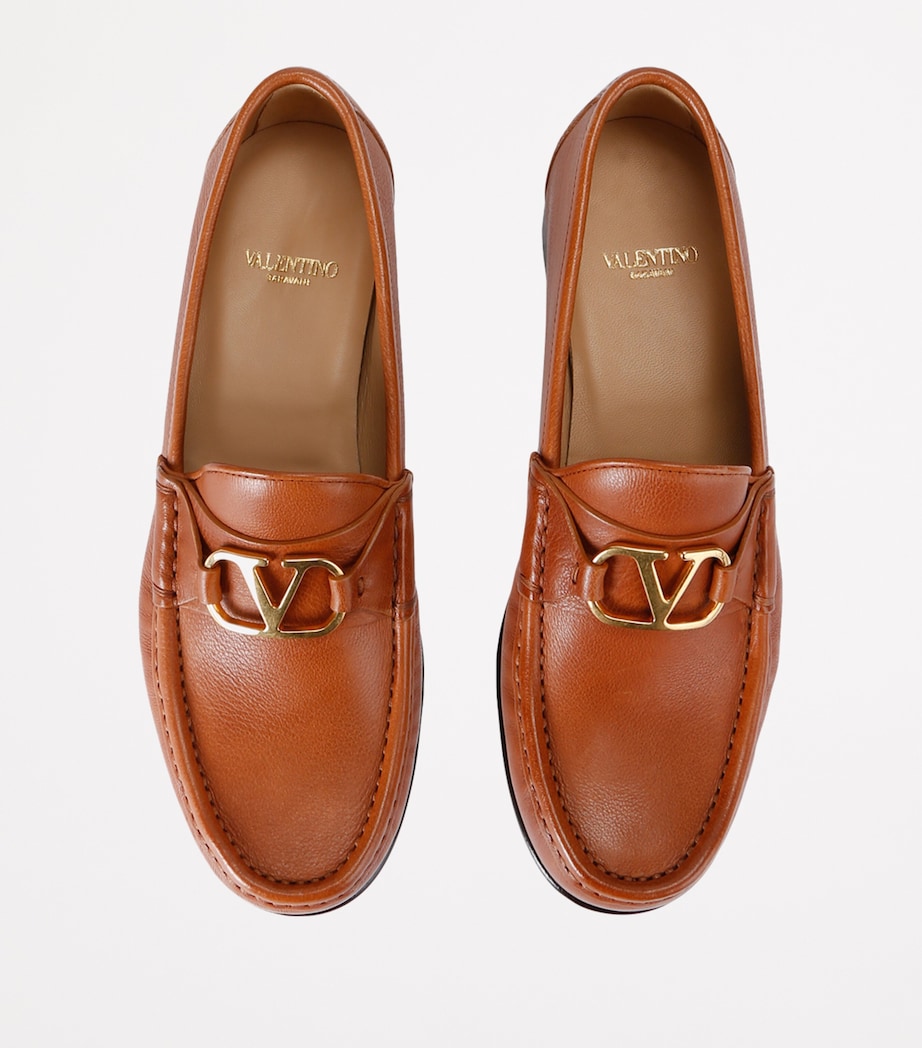 Leather VLogo Loafers MID BROWN Image 4