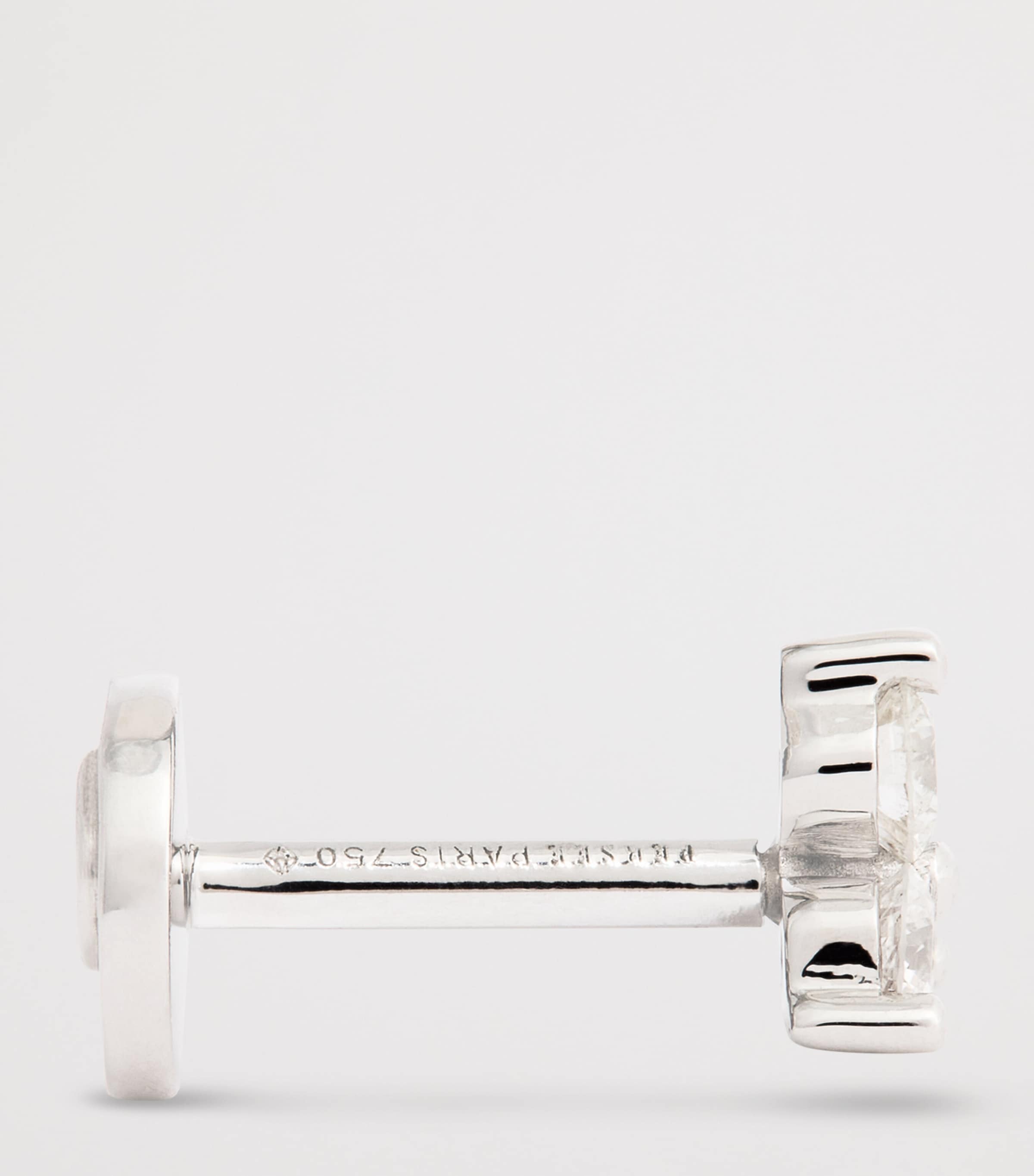 White Gold and Diamond Triangle Single Earring WHITE GOLD Image 4