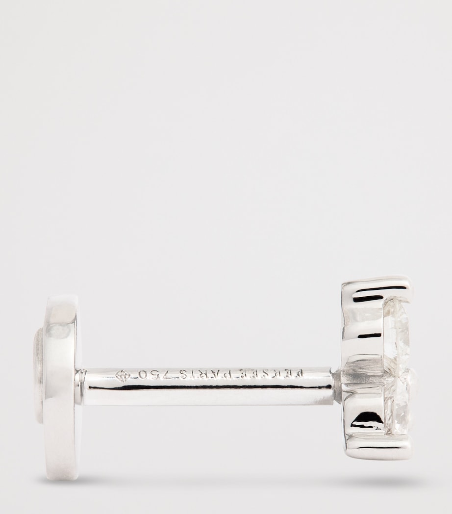 White Gold and Diamond Triangle Single Earring WHITE GOLD Image 4