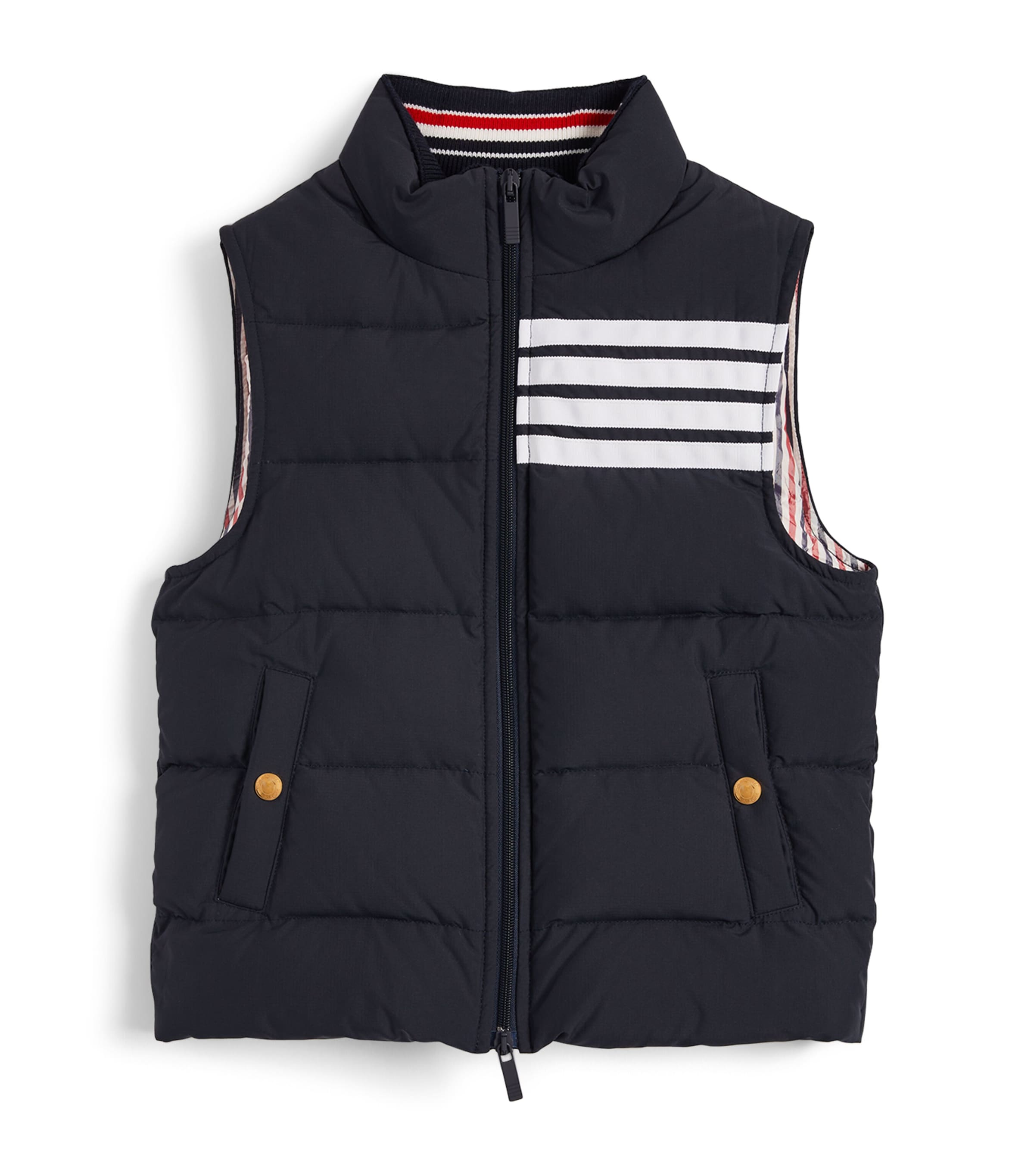 Shop Thom Browne Down 4-bar Puffer Gilet In Navy