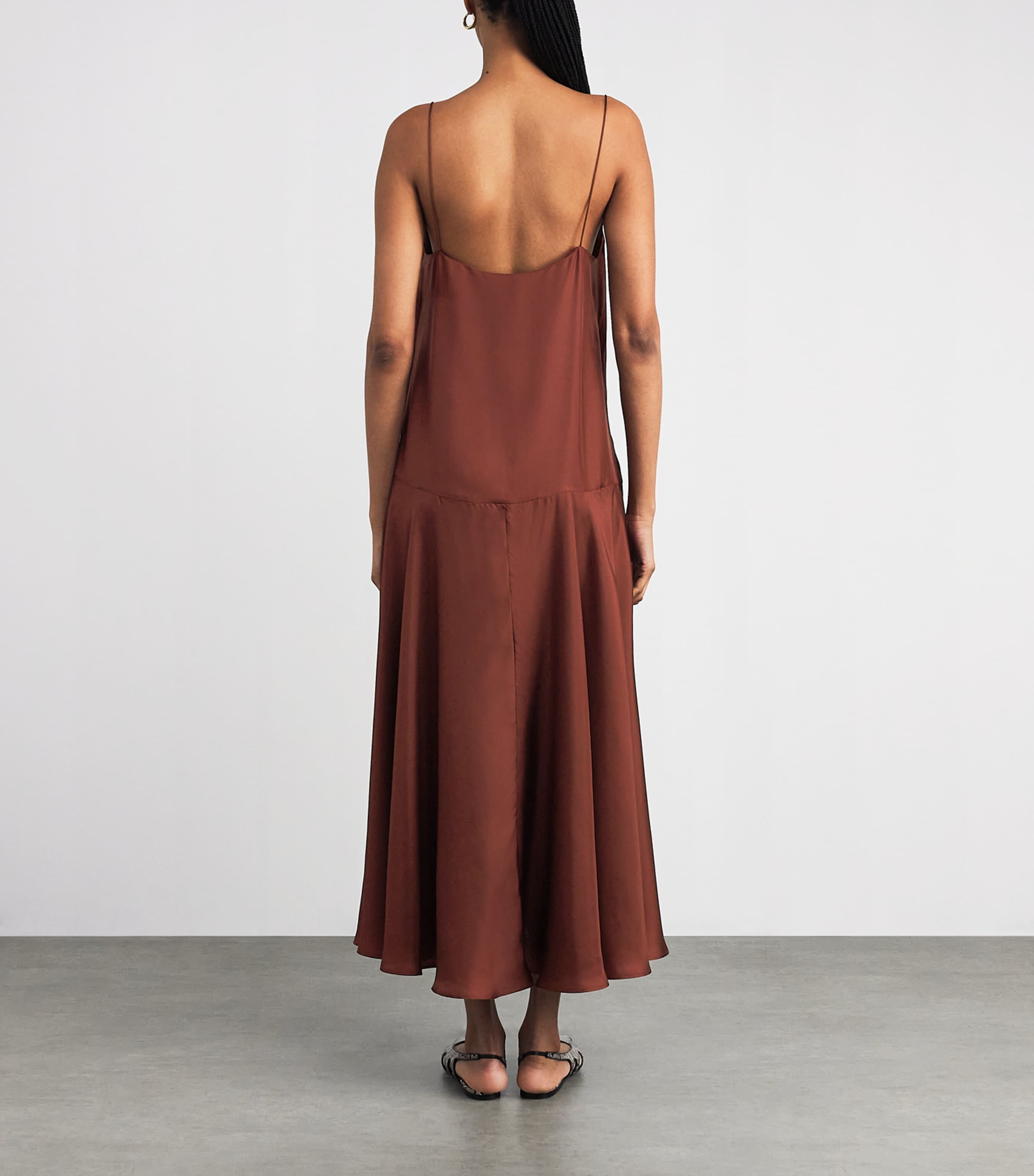 Silk Twill Slip Maxi Dress BRICK Image 3