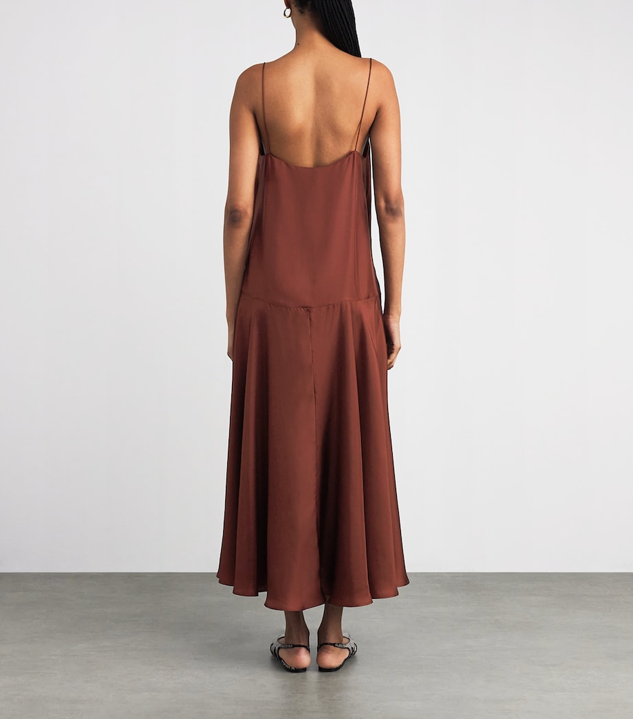 Silk Twill Slip Maxi Dress BRICK Image 3