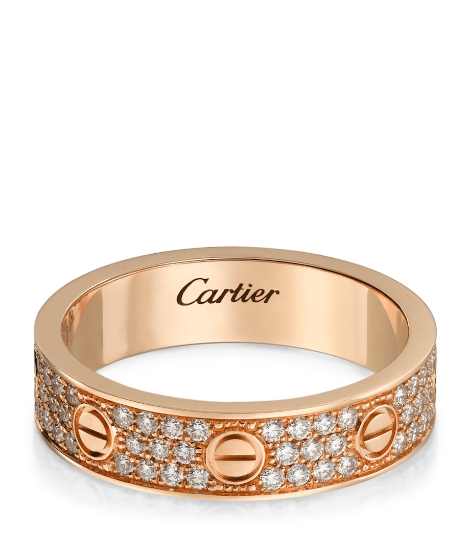 Rose Gold and Diamond-Paved LOVE Wedding Band MULTI Image 4