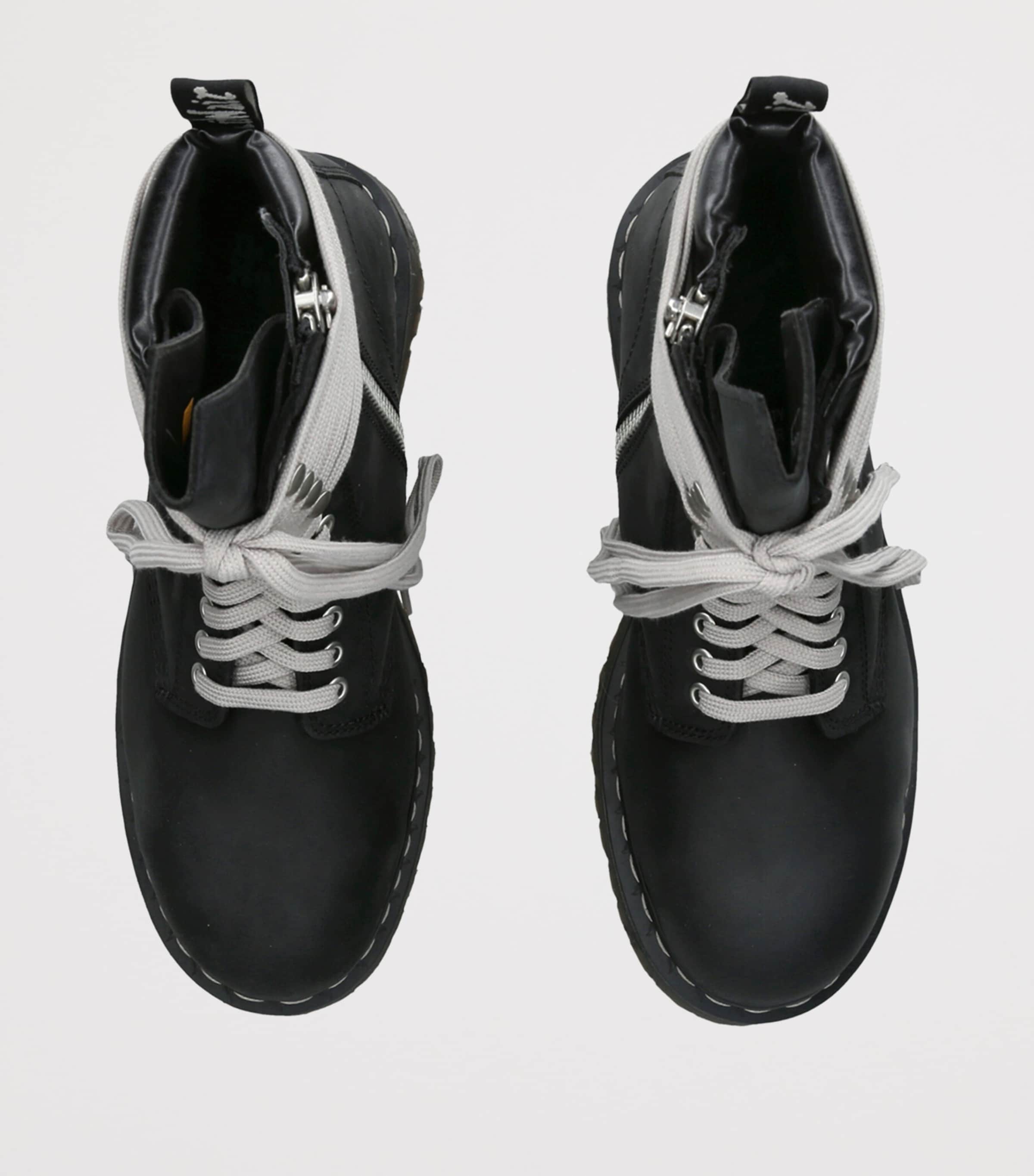 Rick Owens Black x Dr. Martens Nubuck Quad Sole Steel Toe Boots