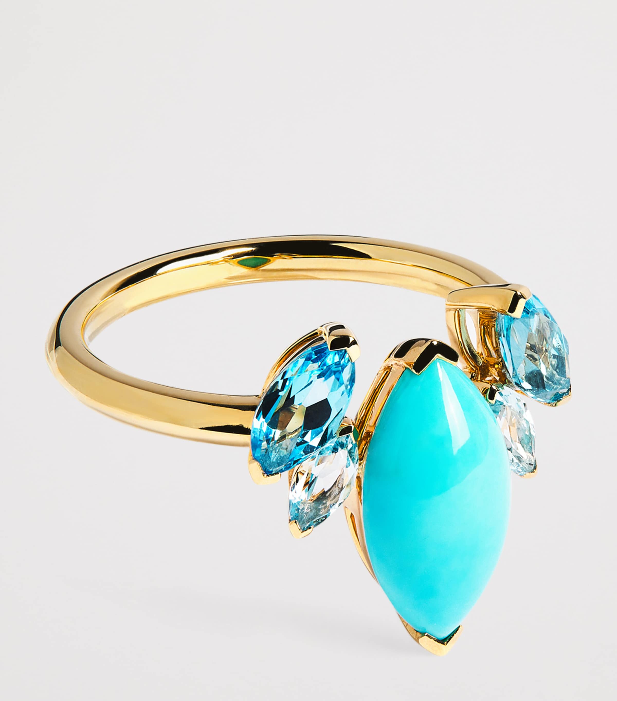 Yellow Gold, Topaz and Turquoise Batik Ring YELLOW GOLD Image 4