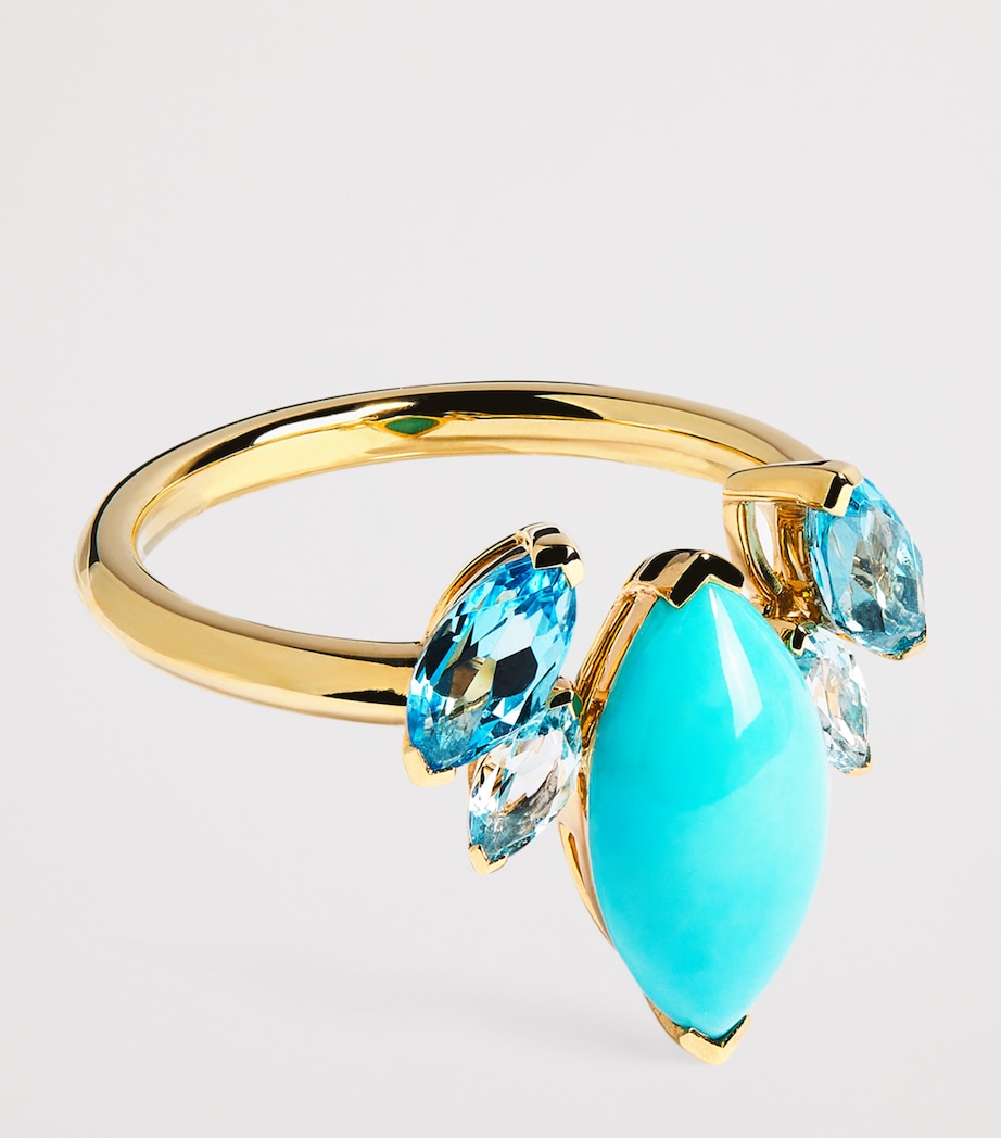 Yellow Gold, Topaz and Turquoise Batik Ring YELLOW GOLD Image 4