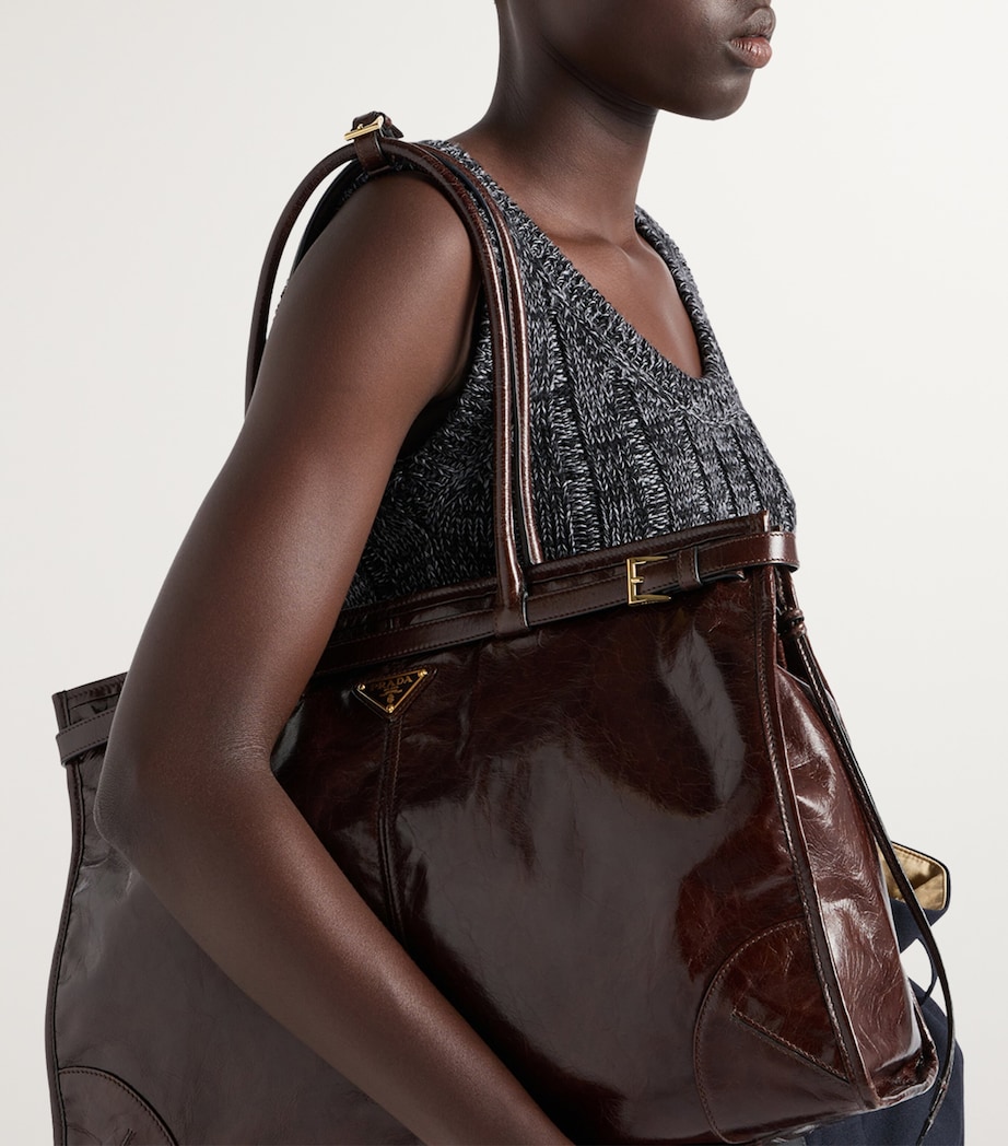 Large Leather Buckle Tote Bag F01D6 Image 2