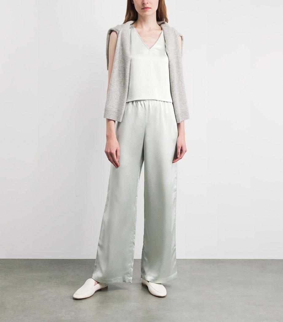 LESET Womens Satin Barb Bias Trousers Watercress Image 2