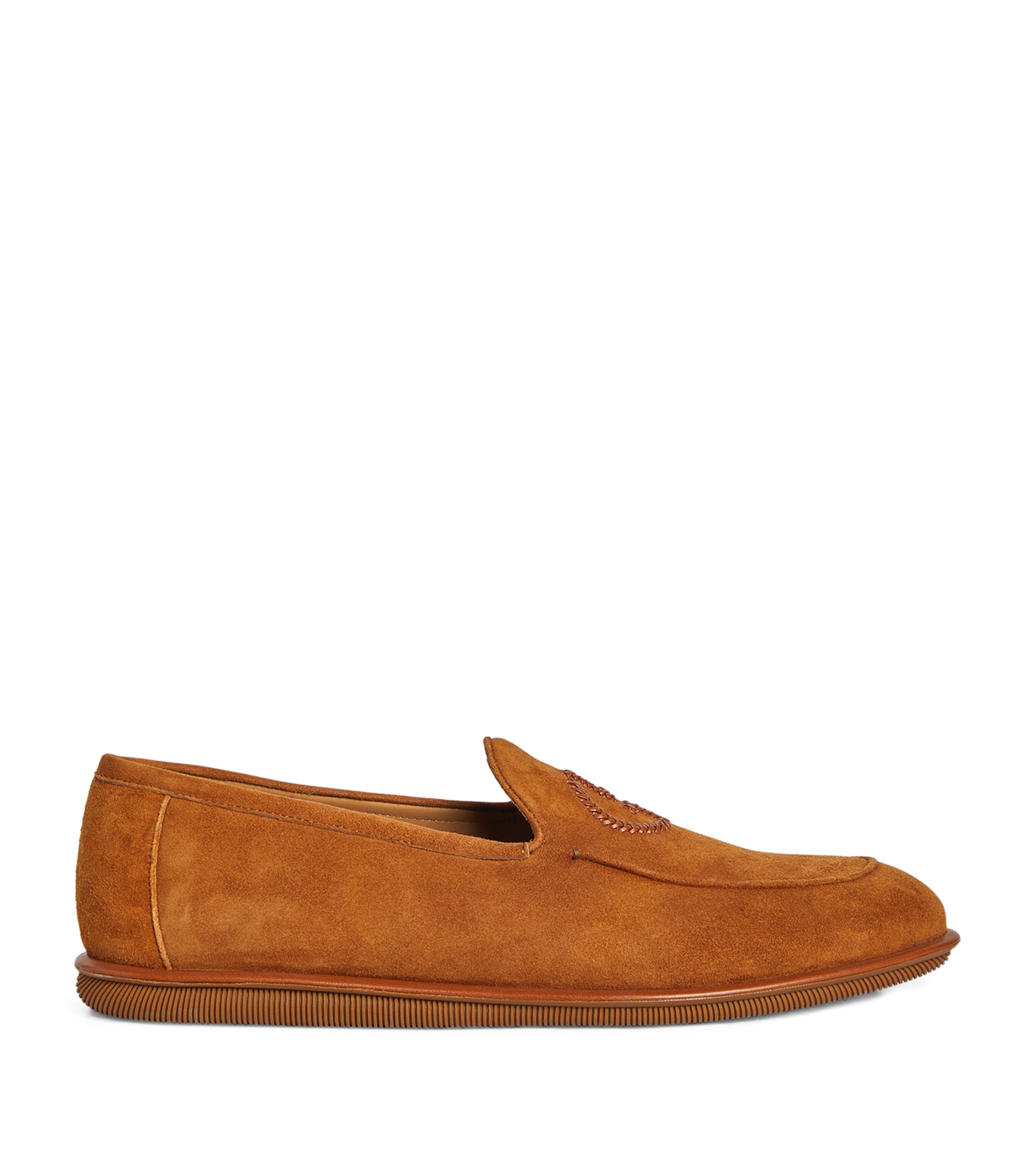 Shop Giorgio Armani Suede Logo Loafers In Brown