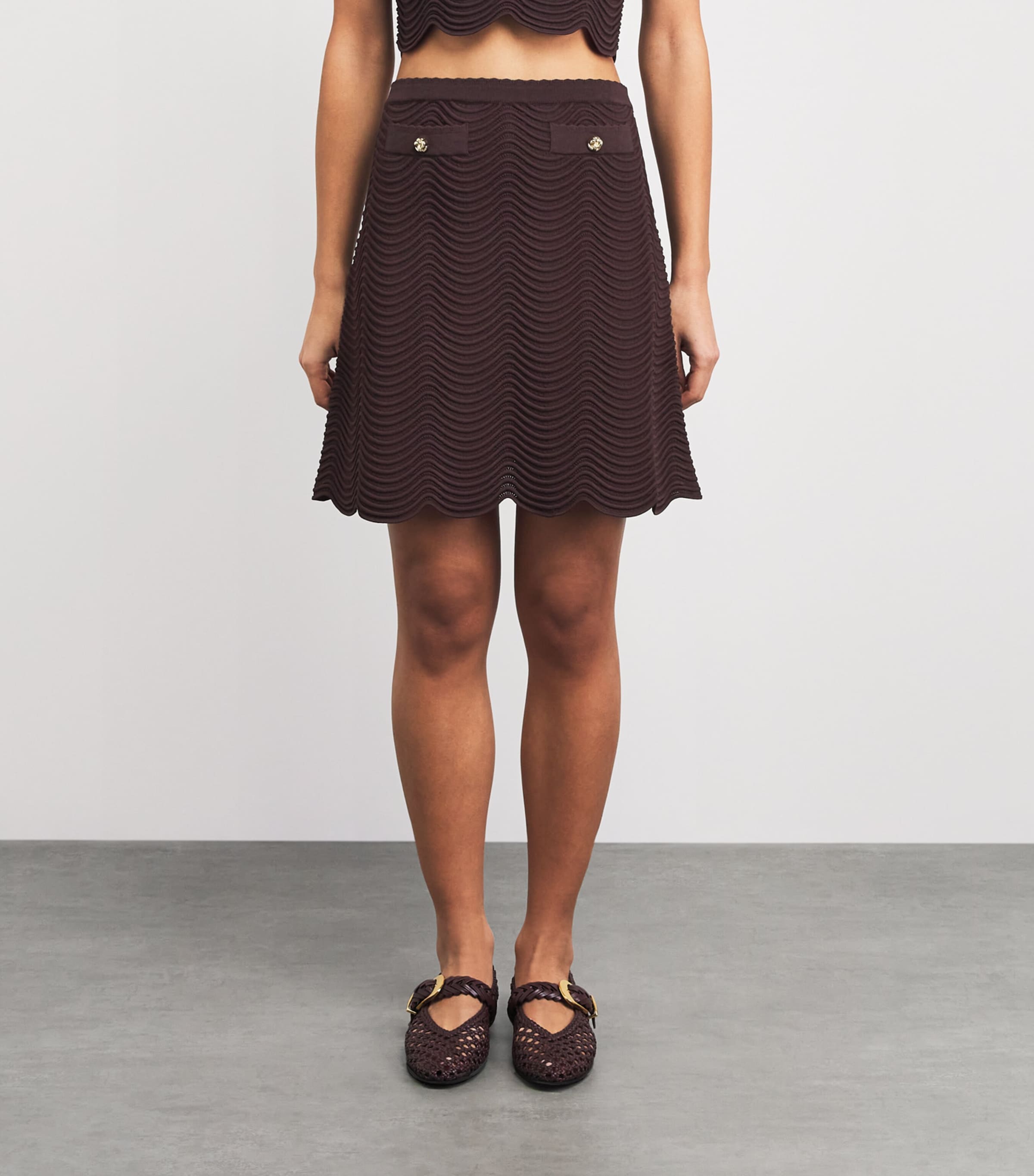 Sandro Paris Womens Knitted Mini Skirt Brown Image 4