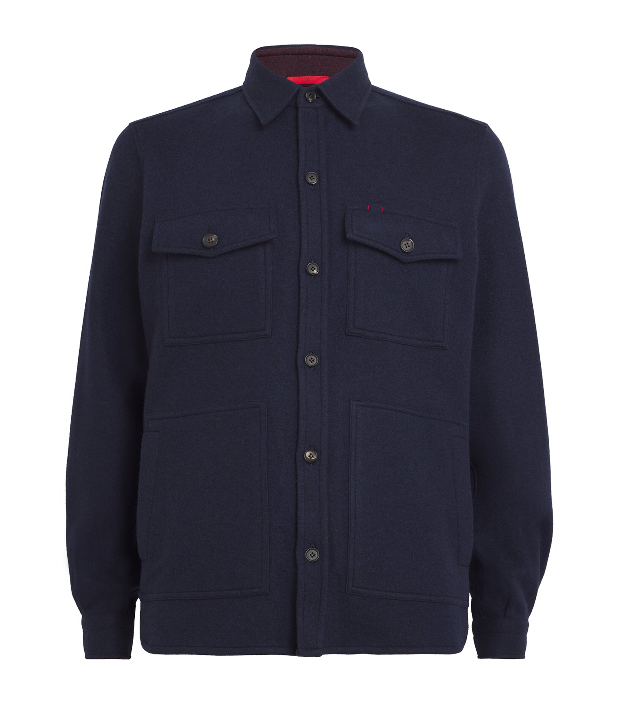Isaia Wool-cashmere Overshirt In Navy