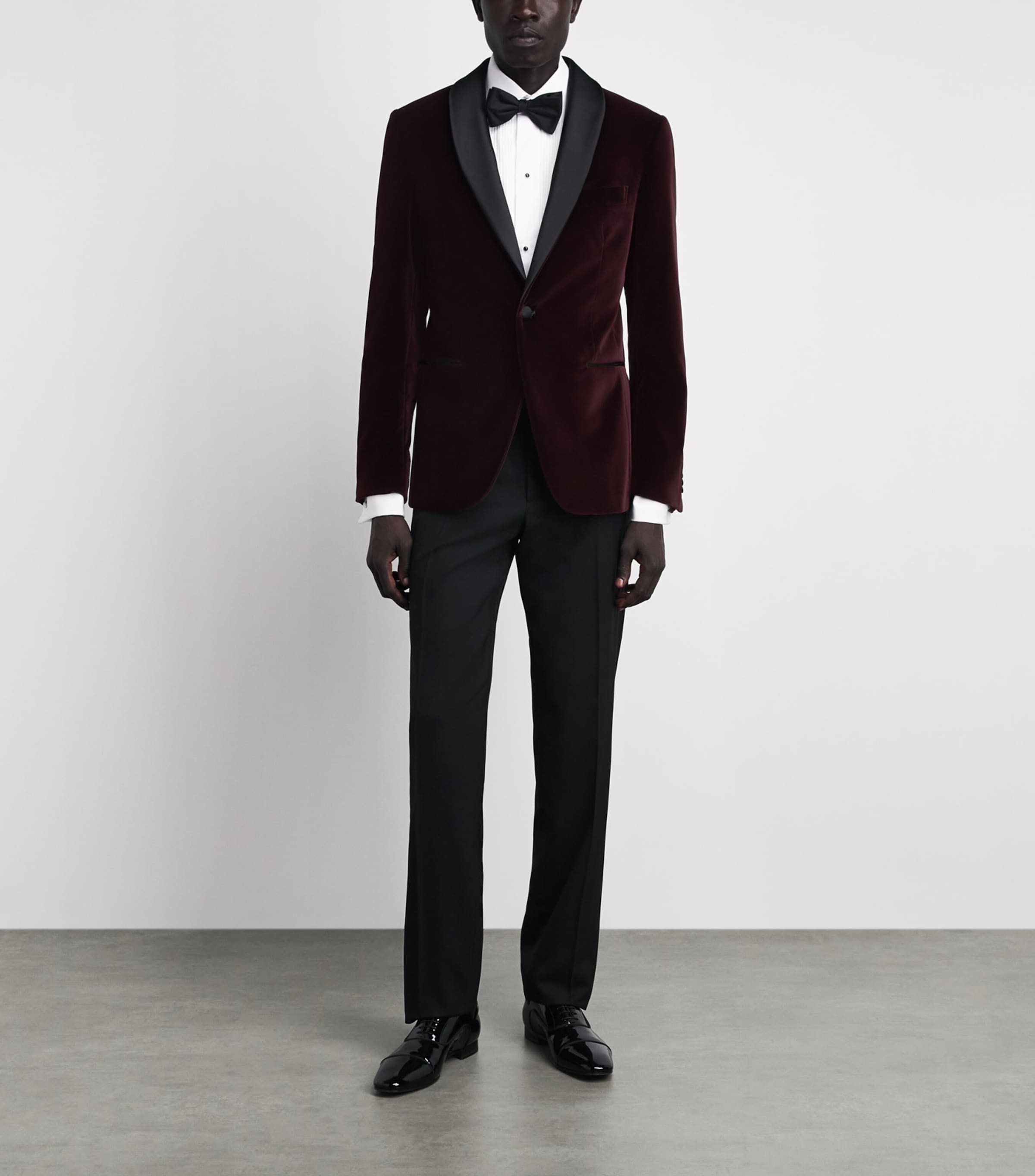 Pal Zileri Mens Cotton Velvet Tuxedo Jacket Bordeaux Image 2