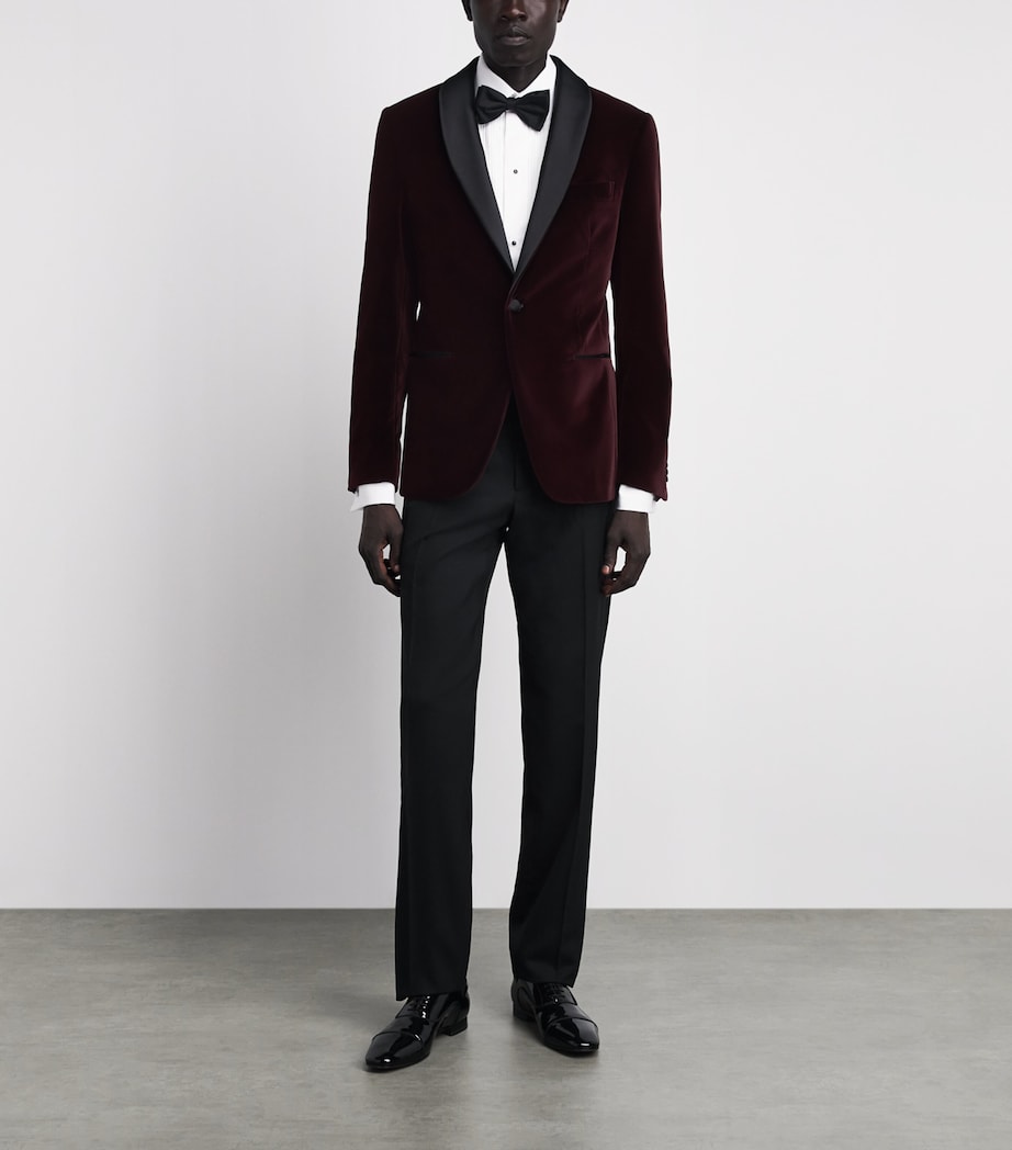 Pal Zileri Mens Cotton Velvet Tuxedo Jacket Bordeaux Image 2