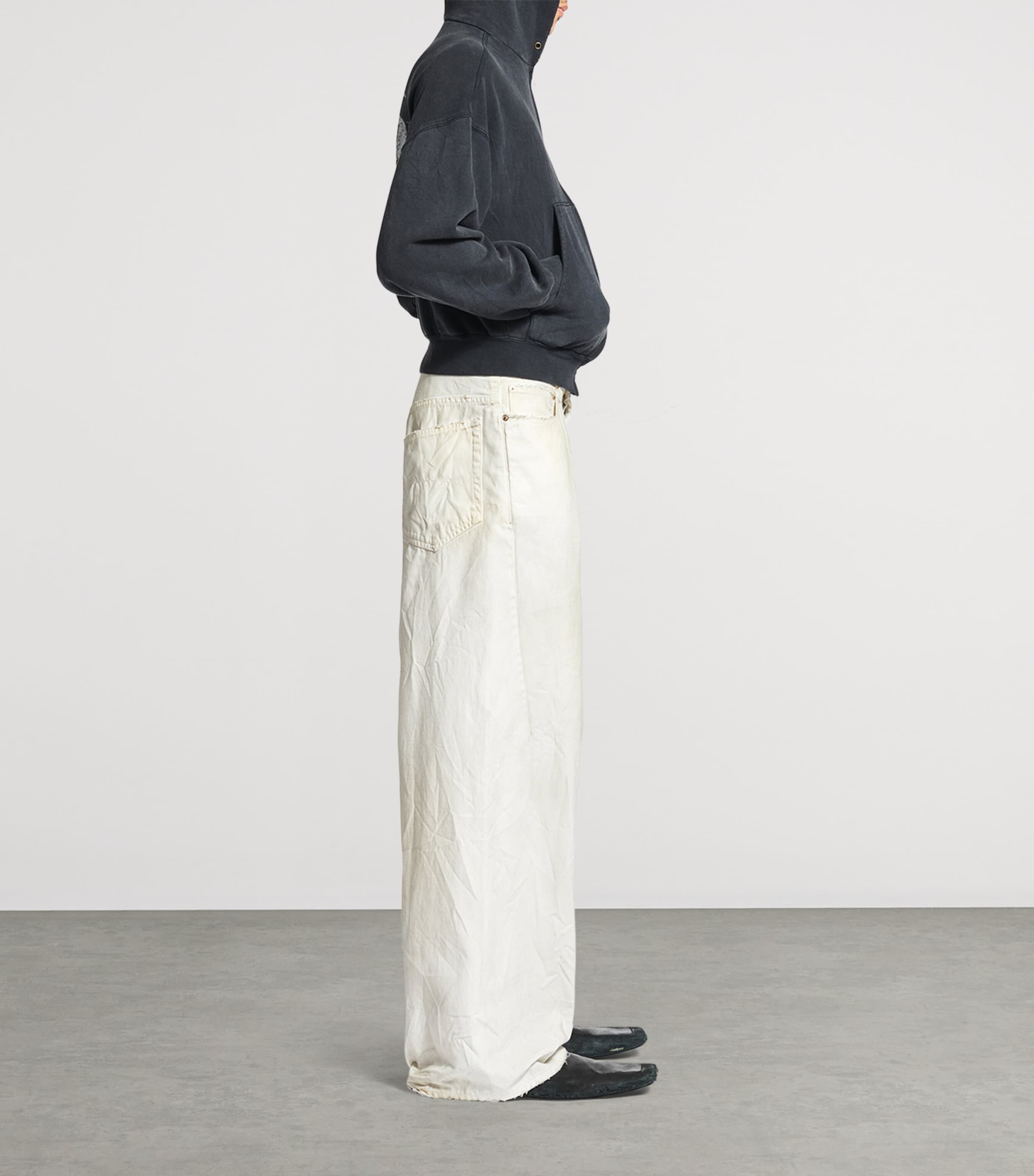 Balenciaga White Distressed Wide-Leg Jeans | Harrods US
