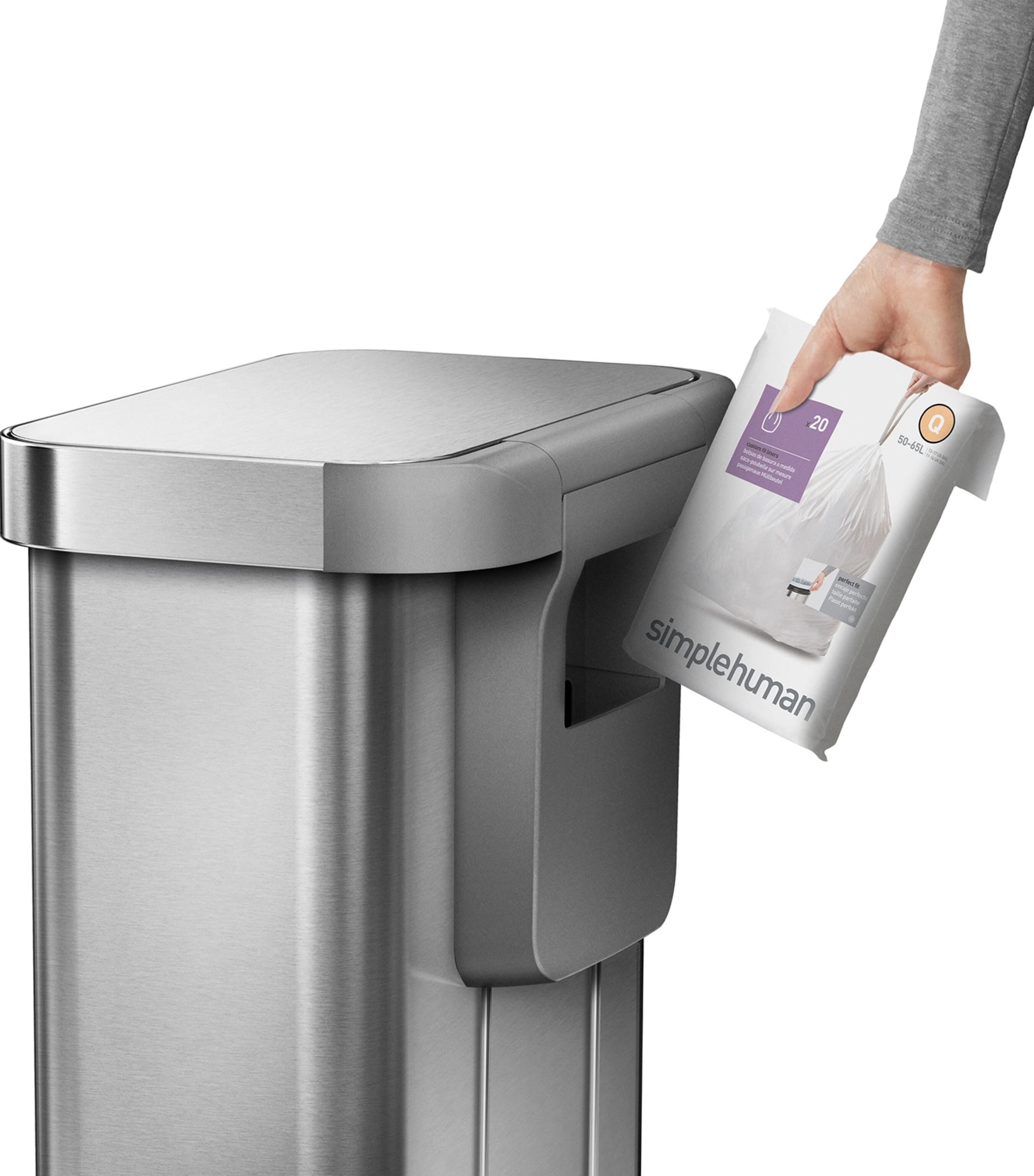 Rectangular Brushed Steel Pedal Bin (55L) BRUSHED STEEL Image 5