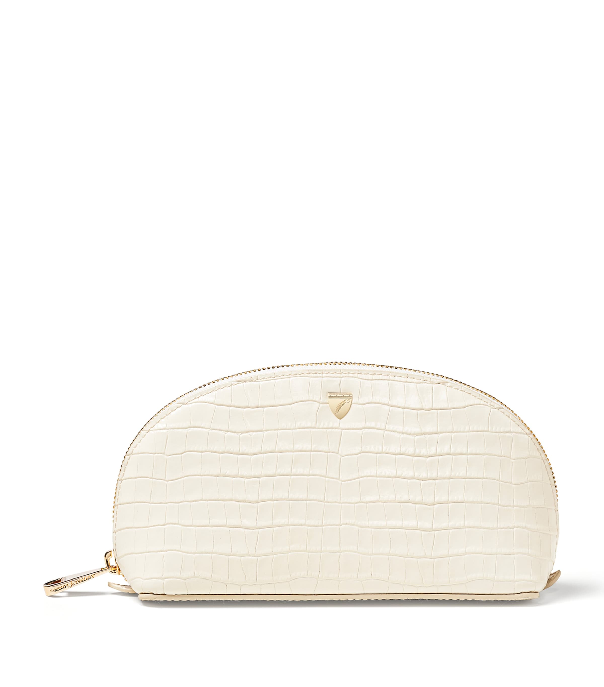 Shop Aspinal Of London Small Leather Cosmetic Case In Neutral