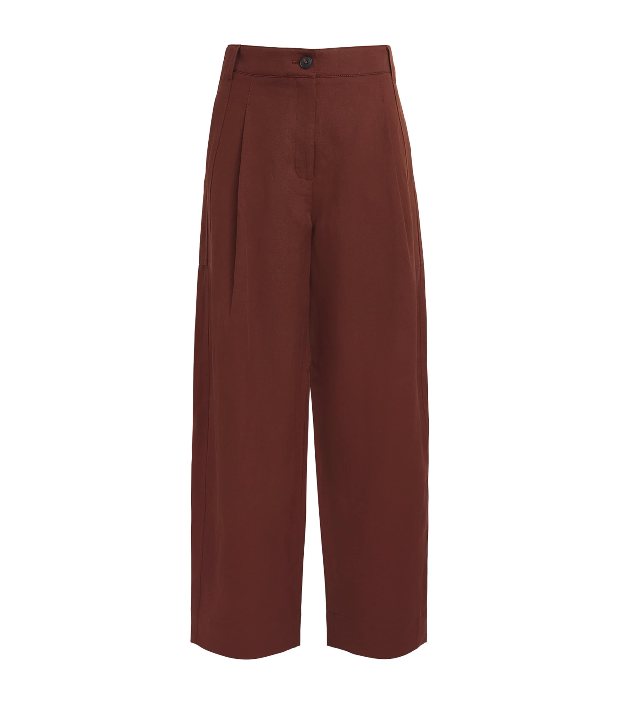 ME+EM Womens Linen-Blend Extreme Taper Trousers Cinnamon Brown Image 1