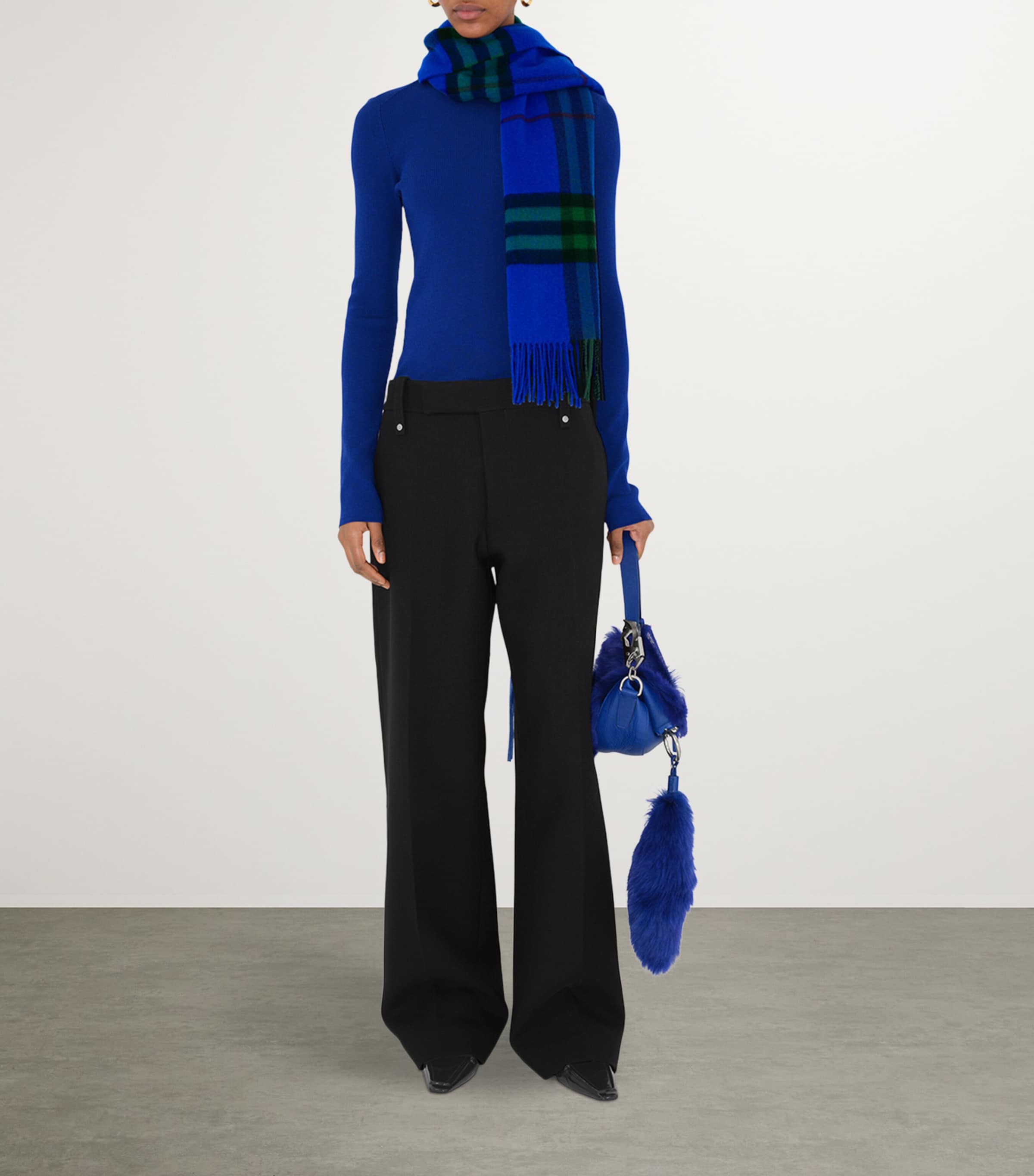 Burberry Wide Cashmere Check Scarf Knight /ivy Image 3