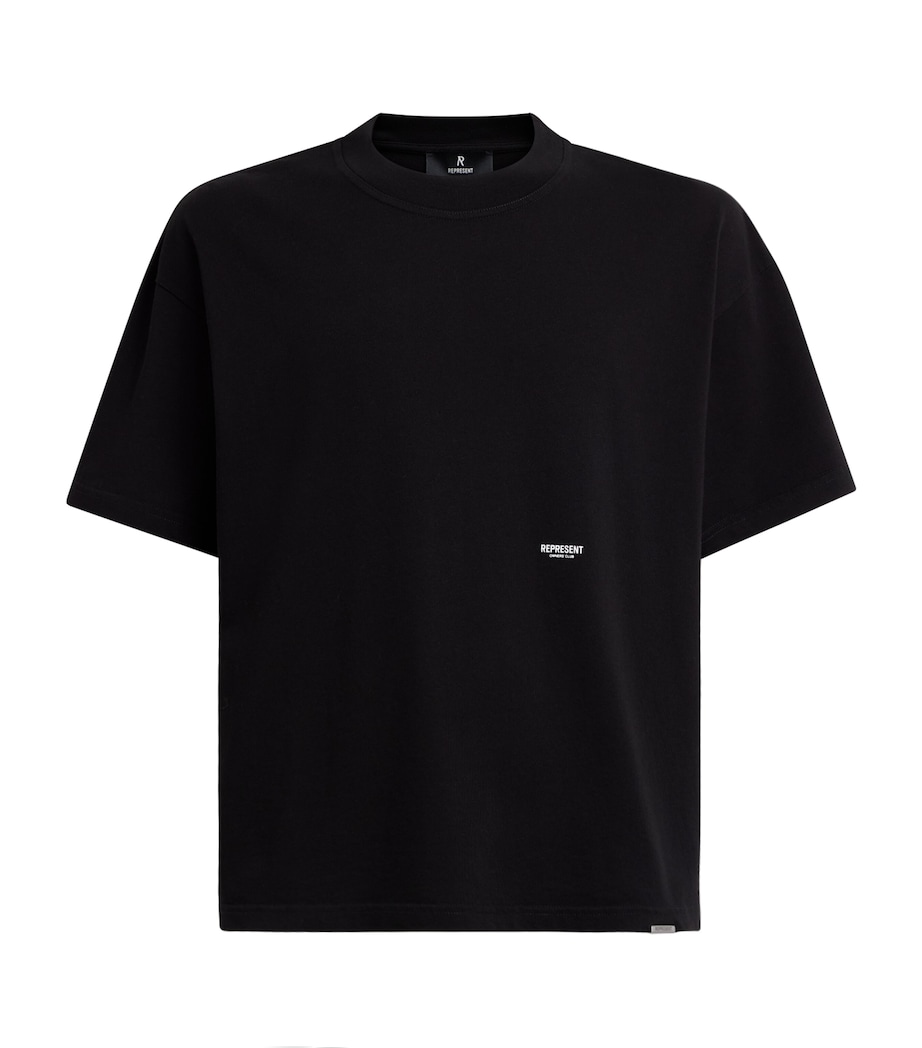 Represent Mens Cotton Micro Owners Club T-Shirt Jet Black Image 1