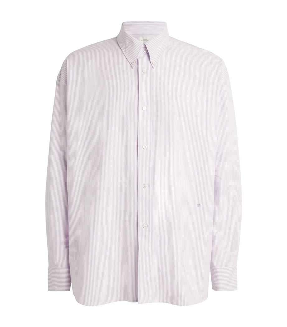 Studio Nicholson Mens Cotton Striped Ruskin Oxford Shirt Lilac Stripe Image 1