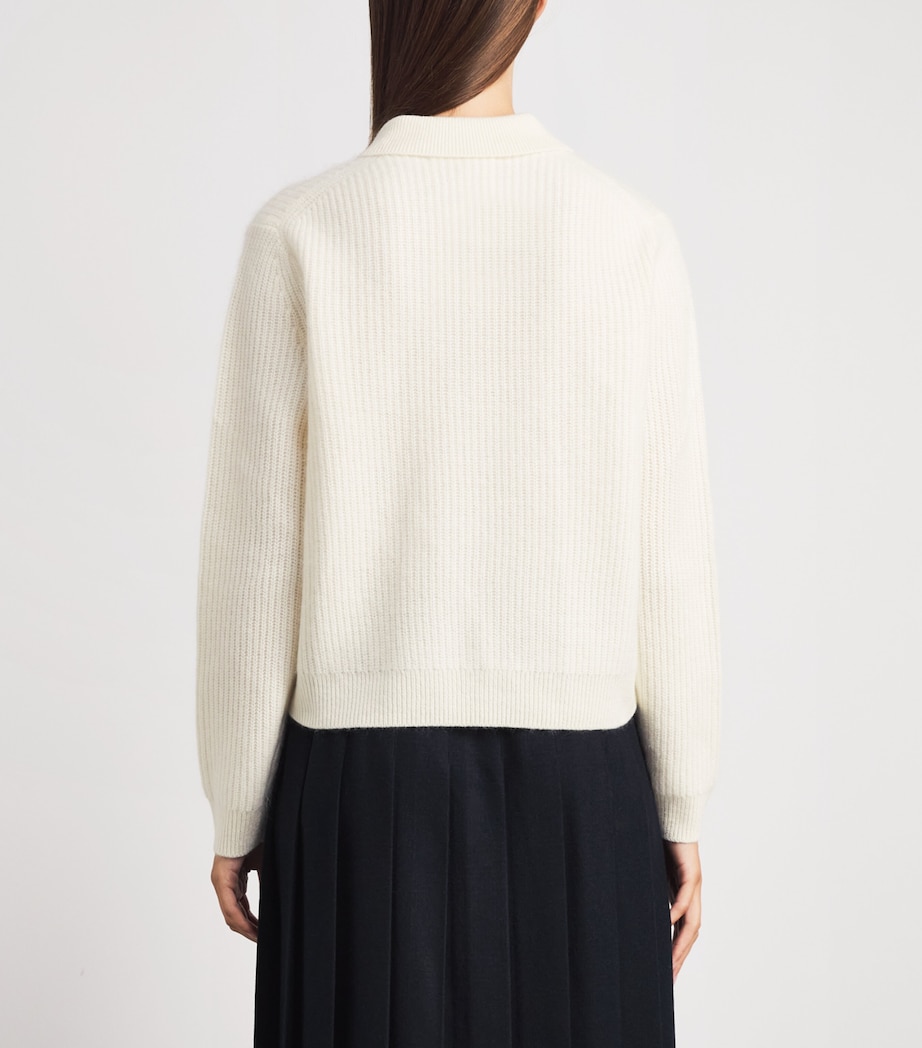 Harrods Womens Cashmere Polo Sweater Ivory Image 5